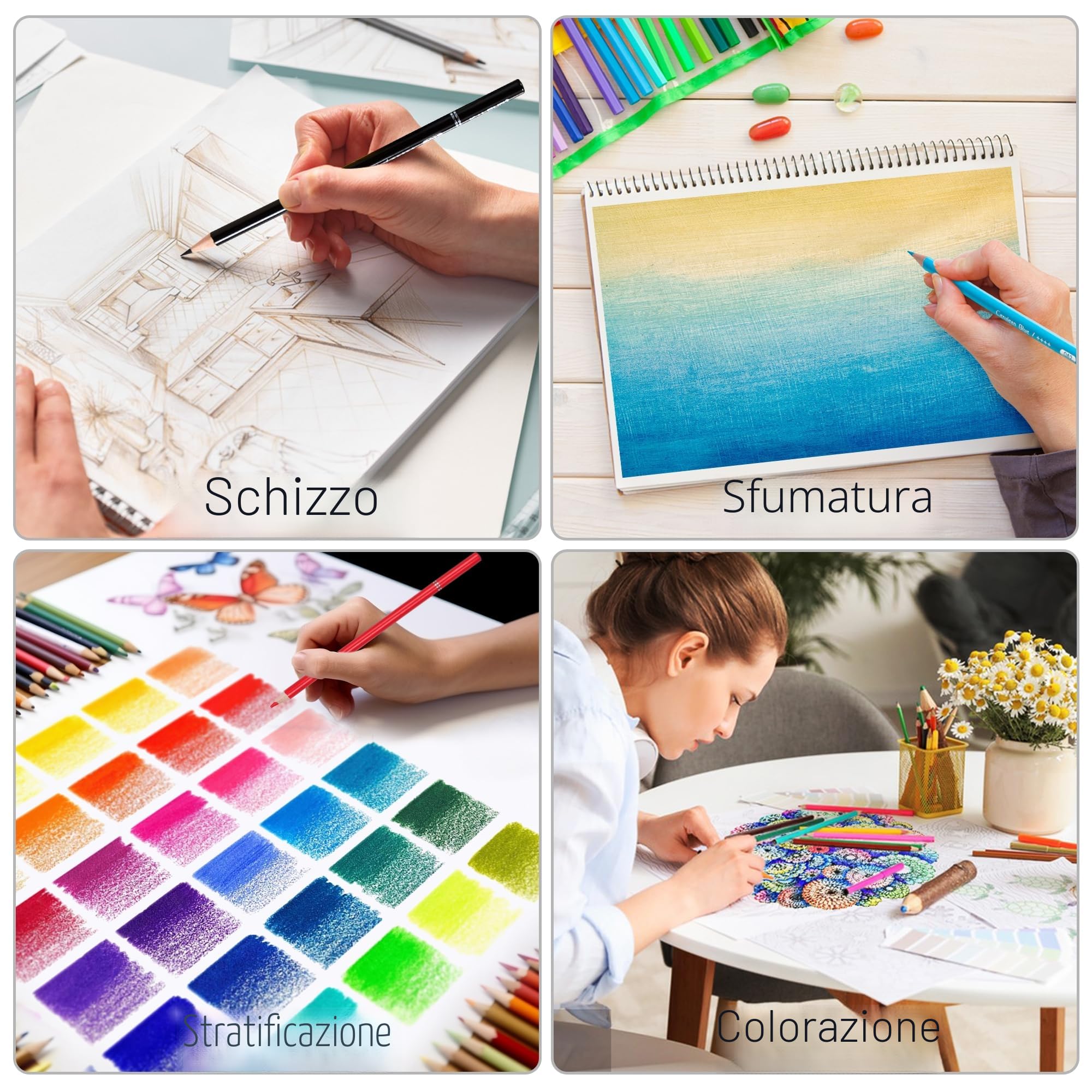 KALOUR 72 matite colorate morbide per disegno ombre artisti adulti principianti