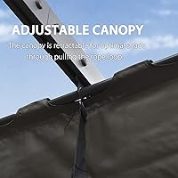 Vista 6 de PURPLE LEAF - Pérgola independiente de 11 x 13 pies para exteriores con toldo retráctil, refugio de aluminio para porche, jardín, playa, protección