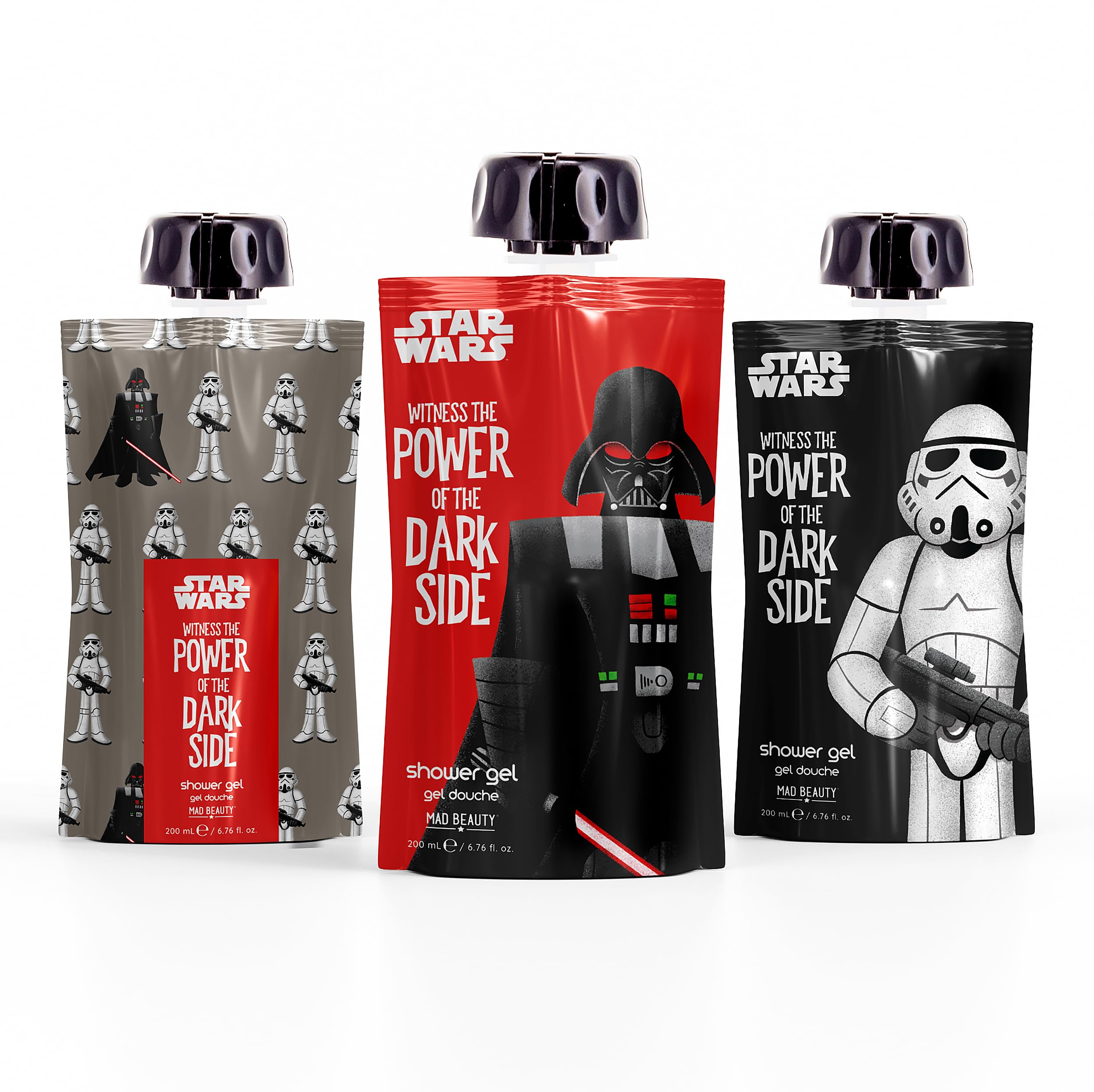 MAD Beauty Star Wars Dark Side Shower Gel Trio, Channel Cleansing Power Straight from the Dark Side, Refreshing Fragrances: Amber and Ginseng, Cedarwood and Lime and Lemon and Mandarin, Great Gift