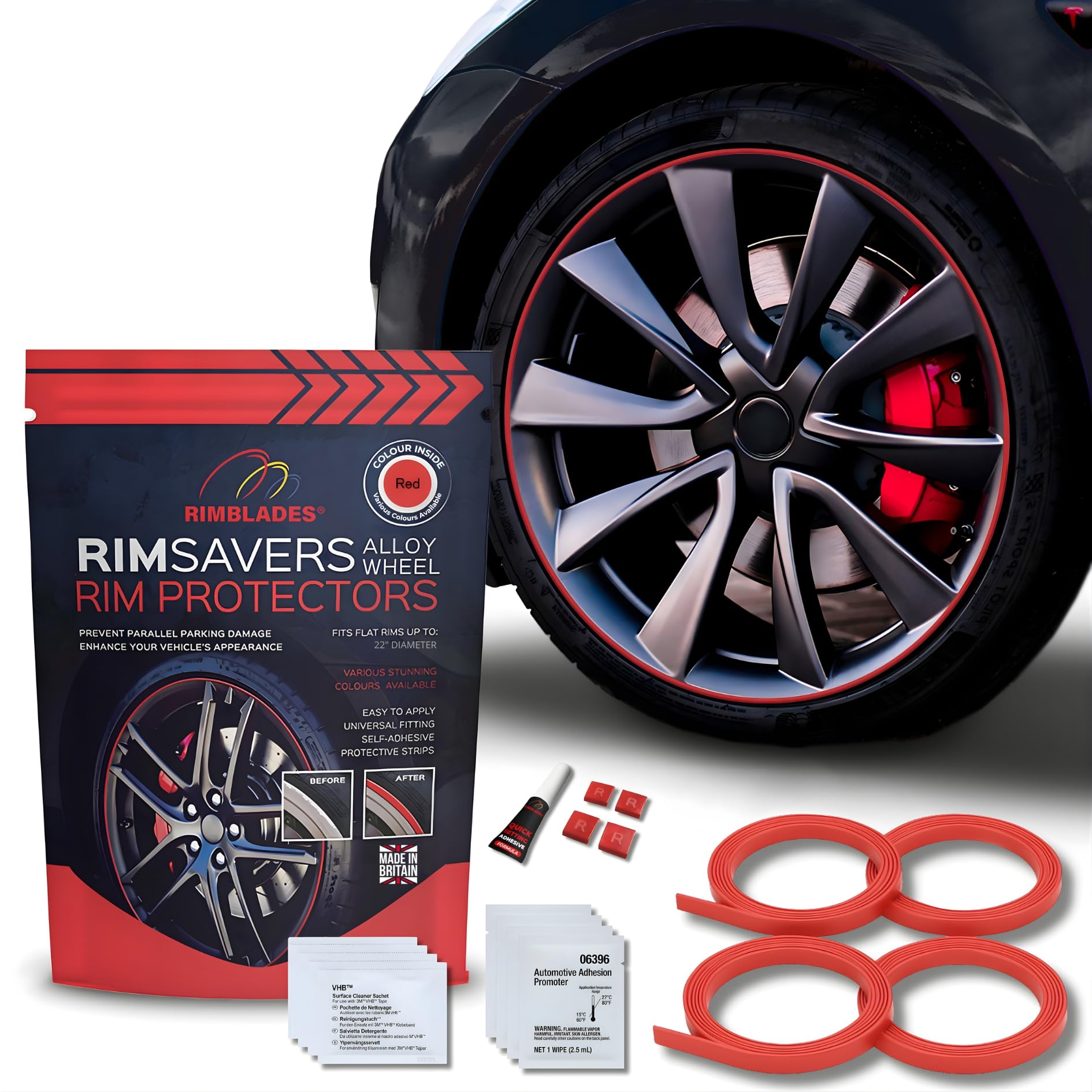 Rimsavers Rosso Protezione per cerchi in lega morbida 22"