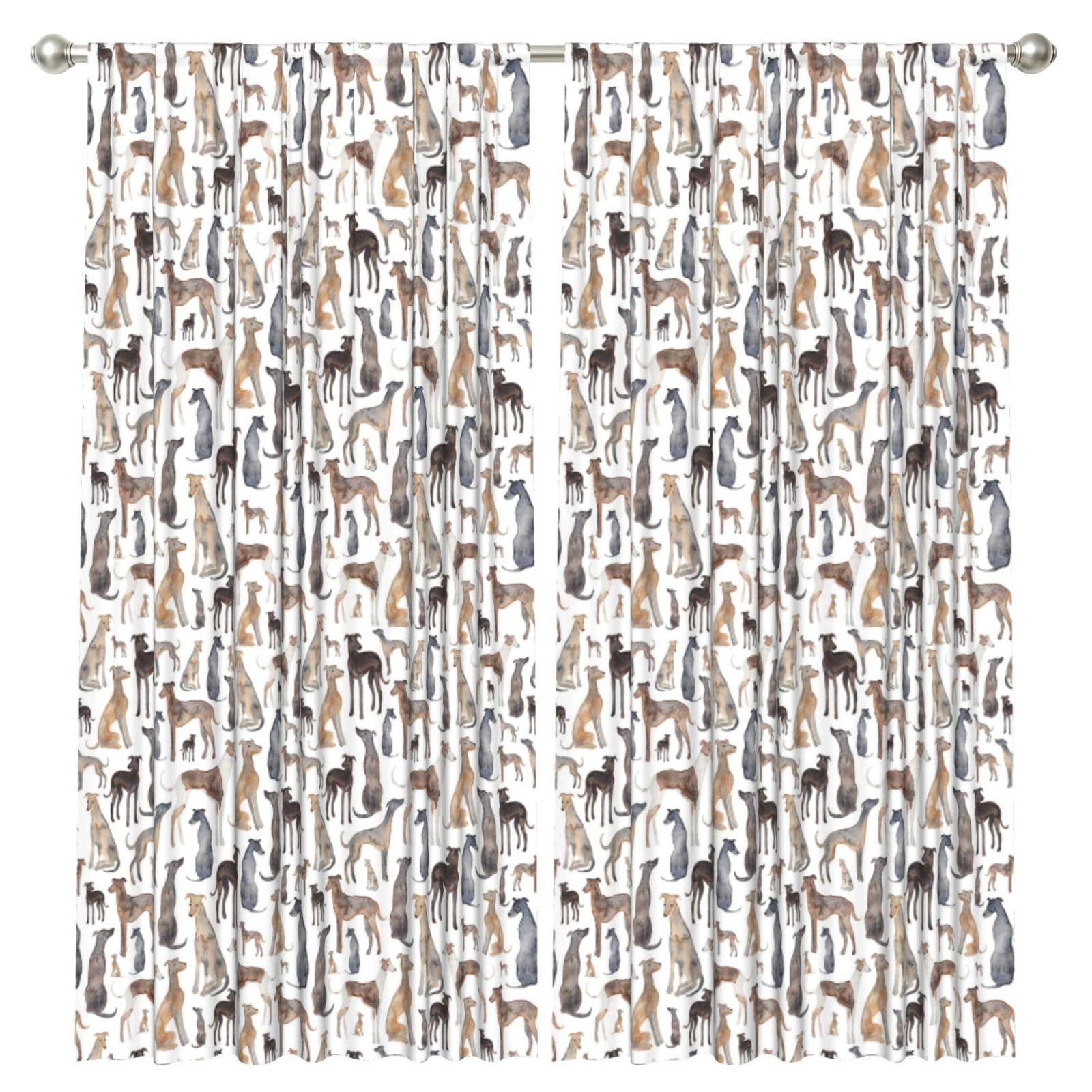 InOmak Greyhounds Wippets And Lurcher Dogs, 2 Panels Window Curtains 52 x 84 Inch Blackout Curtains for Living Room Bedroom