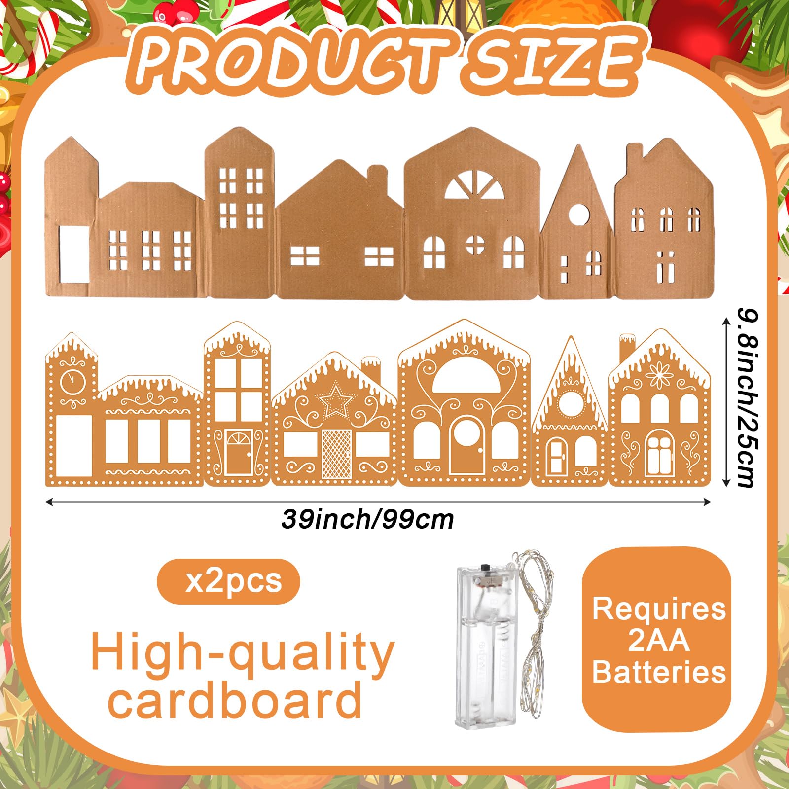 Epakh 2 juegos de bricolaje de casa de jengibre de Navidad kit de cartón con luces LED decoración parte superior de la aldea armarios de cocina hacer una casa de jengibre kit de manualidades para