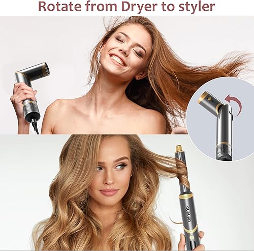 Miniatura 2 de Cepillo secador de pelo para peinado 5 en 1 sistema de peinado y secado, 110,000 RPM Auto Air Wrap Juego de cepillos de aire caliente para secado