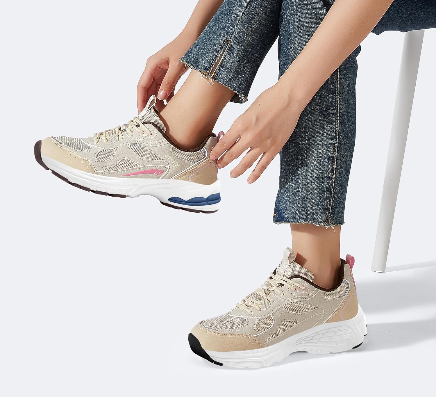 LUCKY STEP Women's Platform Chunky Fashion Sneakers Mesh Casual Running Tennis Workout Sport Work Trendy Athletic Walking Shoes - Image 2