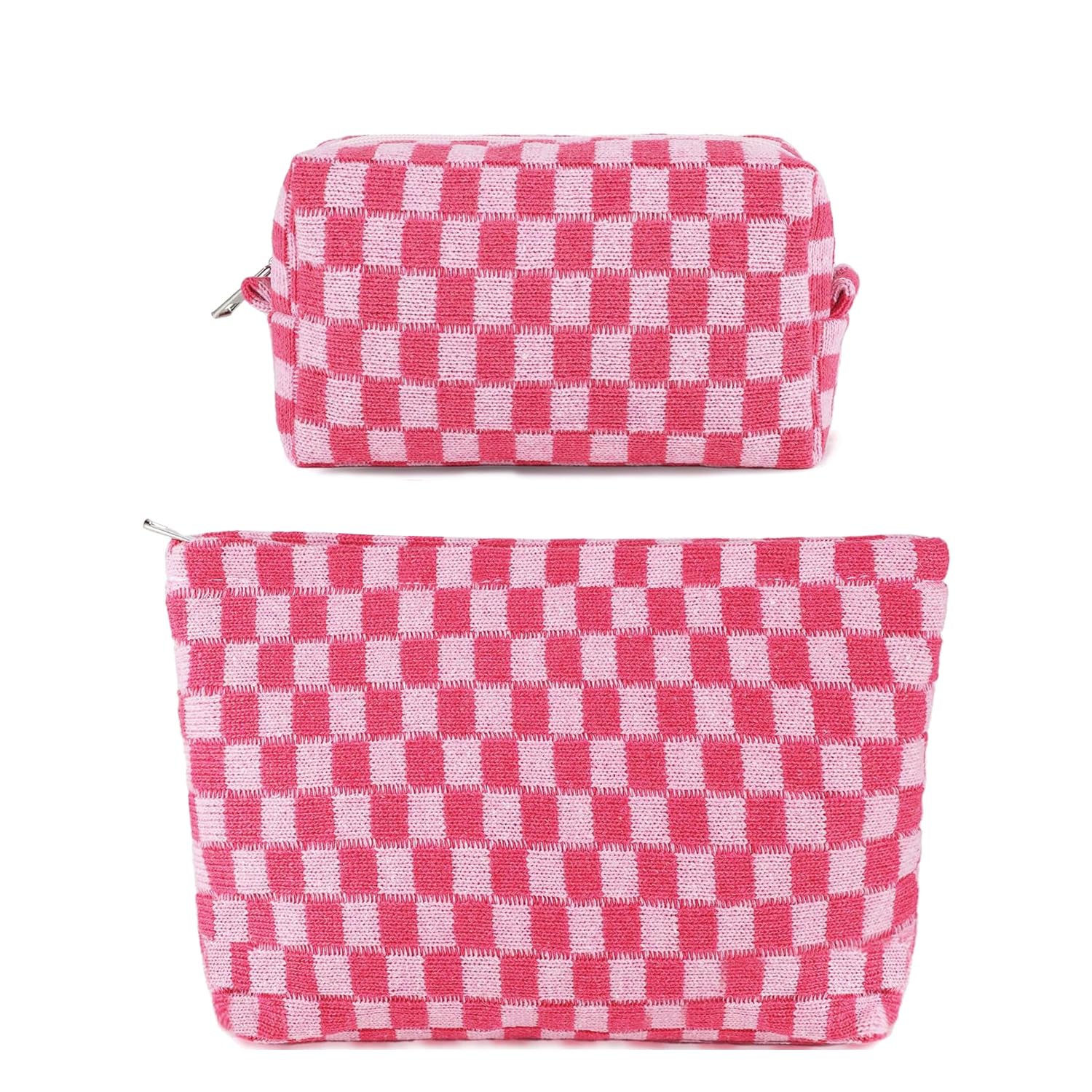 keppesring 2Pcs Makeup Bag for Women Cosmetic Bag Set Travel Toiletry Bag Makeup Pouch Cute Makeup Bag for Purse Zipper Storage Bag Brushes Aesthetic