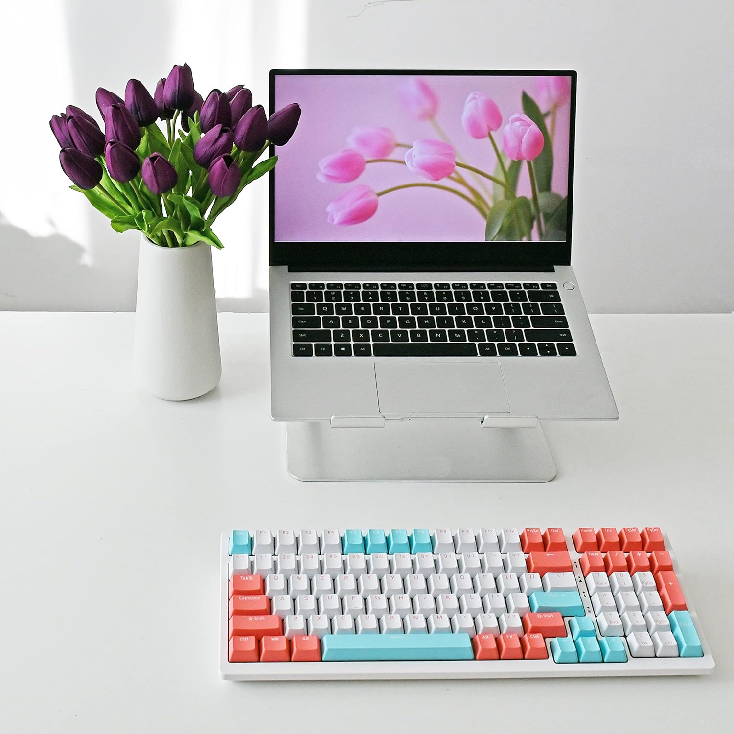 Mandy's Artificial Tulips 20 Stems Grape Purple PU Faux Flowers for Valentine's Day and Easter Decorations Wedding Home Decor 13.5 Inch - Image 8