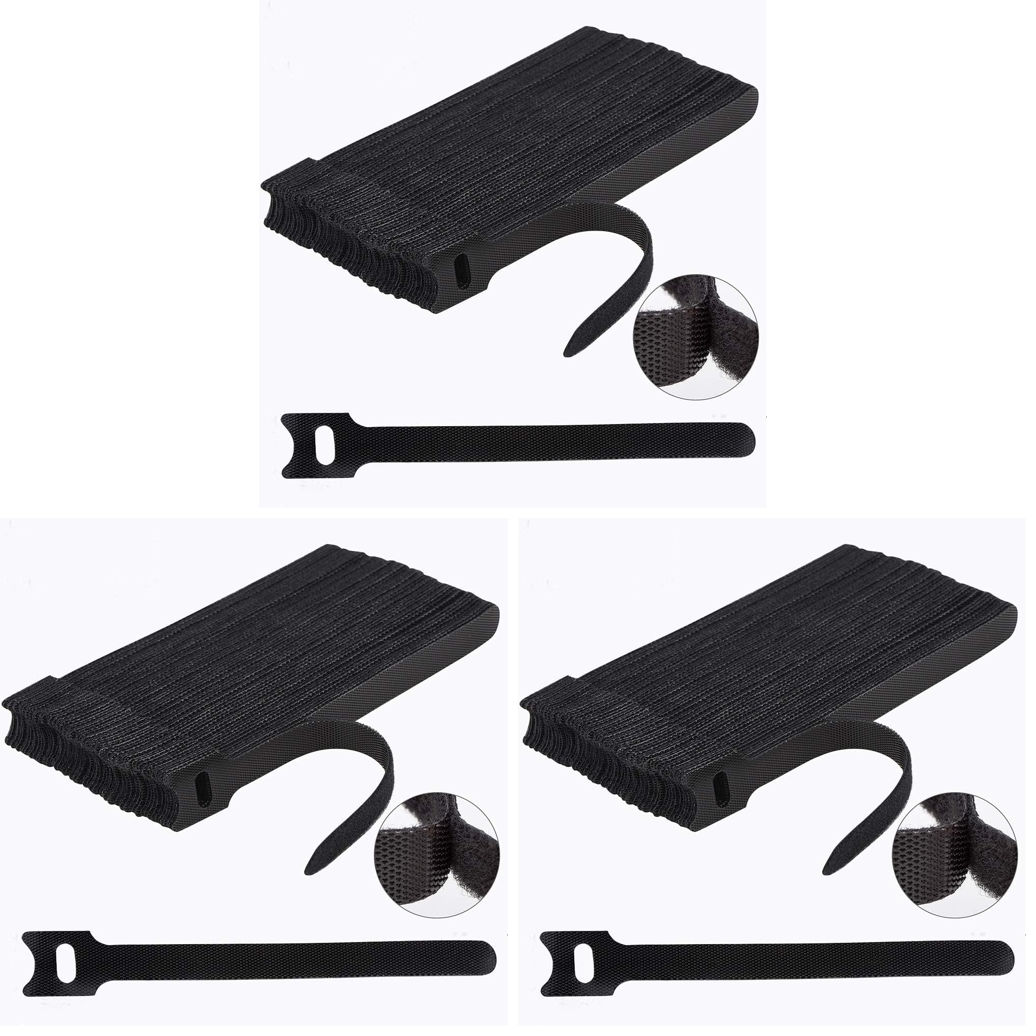 Nettbe 60 PCS 6 Inches Reusable Cable Ties, Adjustable Cord Straps Wire Organizer Cord Wrap and Hook Loop Cable Management (Pack of 3)
