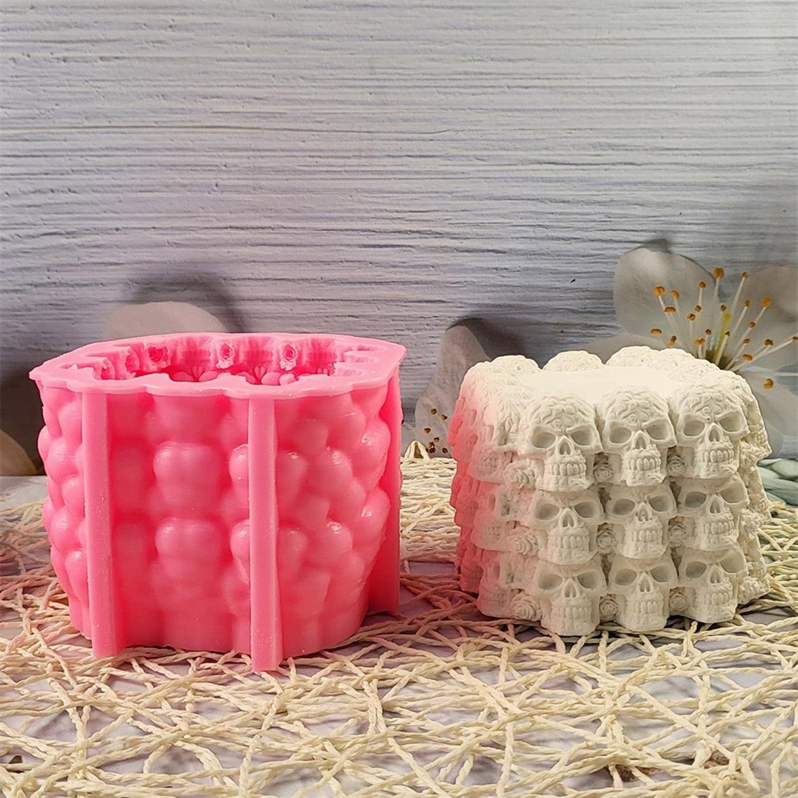 Generisch Moldes de silicona para Halloween, diseño de calavera, chocolate, moldes de silicona para hormigón, moldes de cemento, chocolate