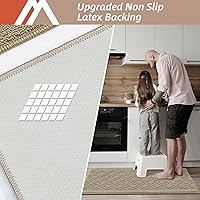 Vista 4 de COSY HOMEER Tapete de cocina antideslizantes, absorbentes para el piso, alfombra de cocina lavable, tapete de pie para fregadero, alfombra de Beige