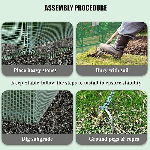 Miniatura 7 de Invernaderos de 12 x 7 x 7 pies para exteriores resistentes, grandes casas verdes para exteriores con 6 ventanas de malla ventilada, puerta