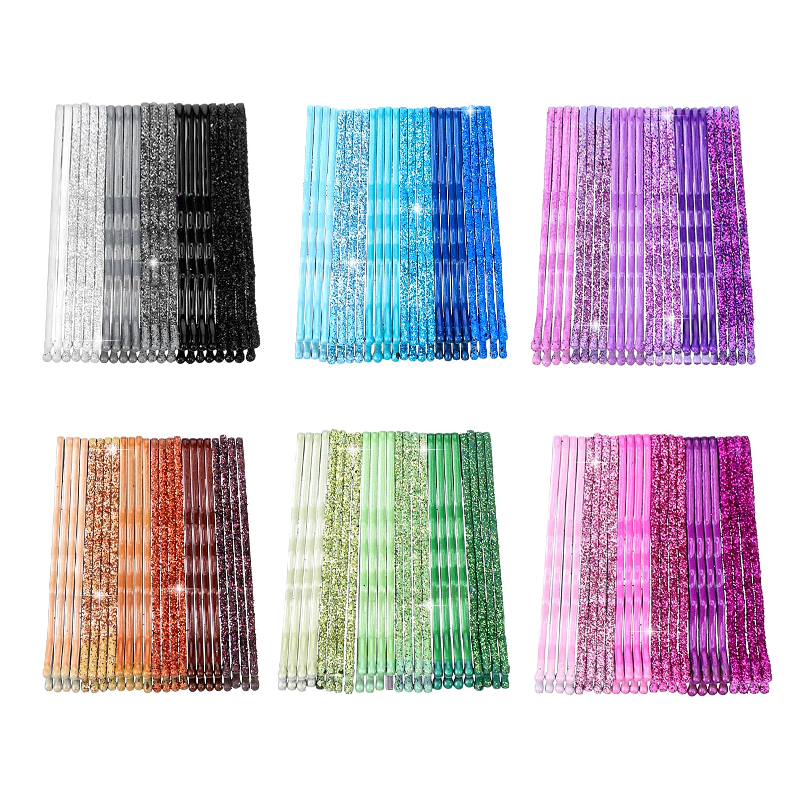 HJZHII 144PCS Colorful Bobby Pins, Assorted Glitter Bobby Pin Hairs Styling Pins Metal Invisible Hair Clips Barrettes Accessories for Women Girls All