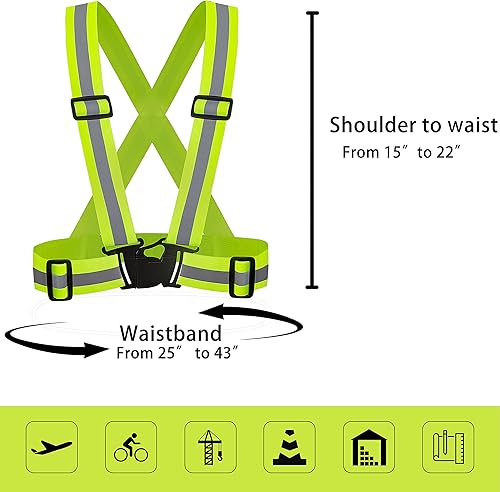 Miniatura 2 de DUSKCOVE Paquete de 2 chalecos de seguridad Hi Vis, ajustables, color neón brillante, alta visibilidad, reflectantes, correas de seguridad para