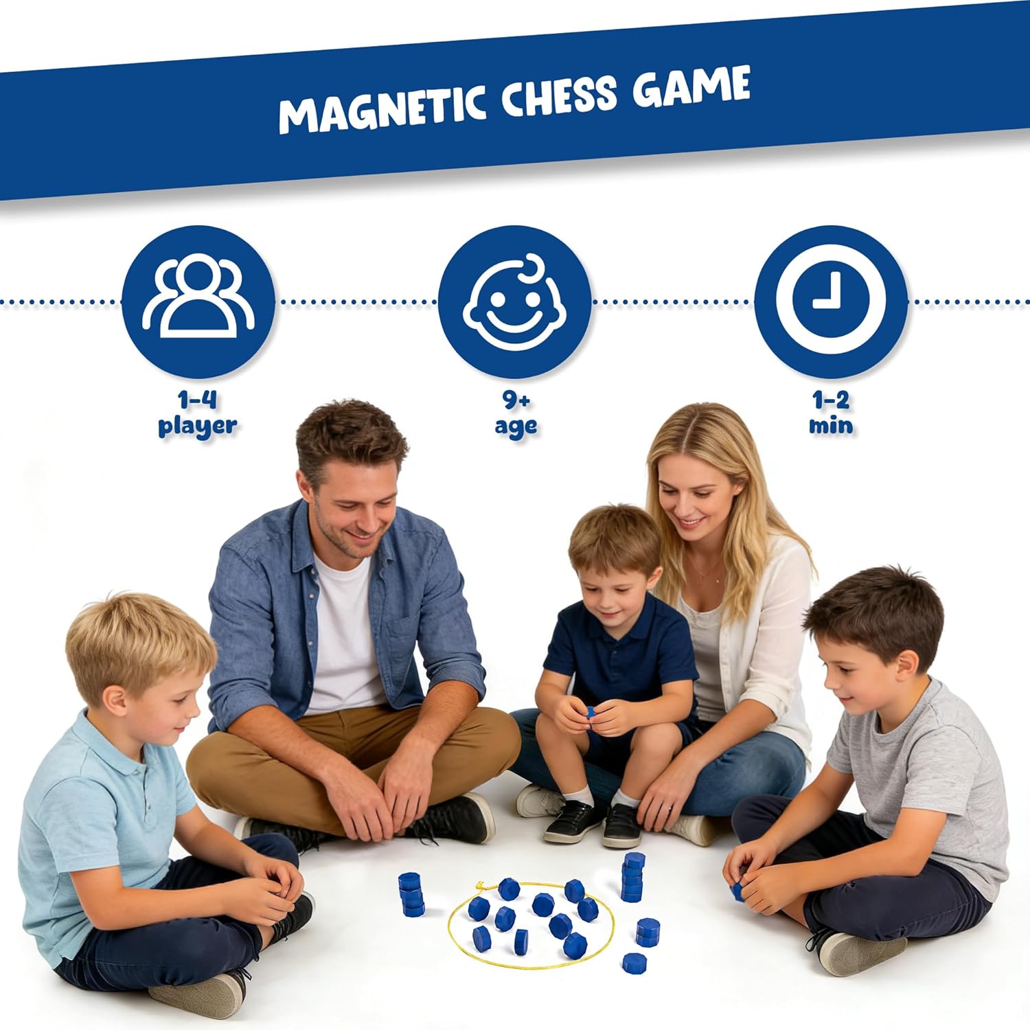 Magnet Game with String, Magnetic Chess Game with Stones, Family Games for Kids and Adults,Kids Board Games for Party & Travel & Camping,Puzzle Strategy Games, 2 Player Games(20PC Stones)