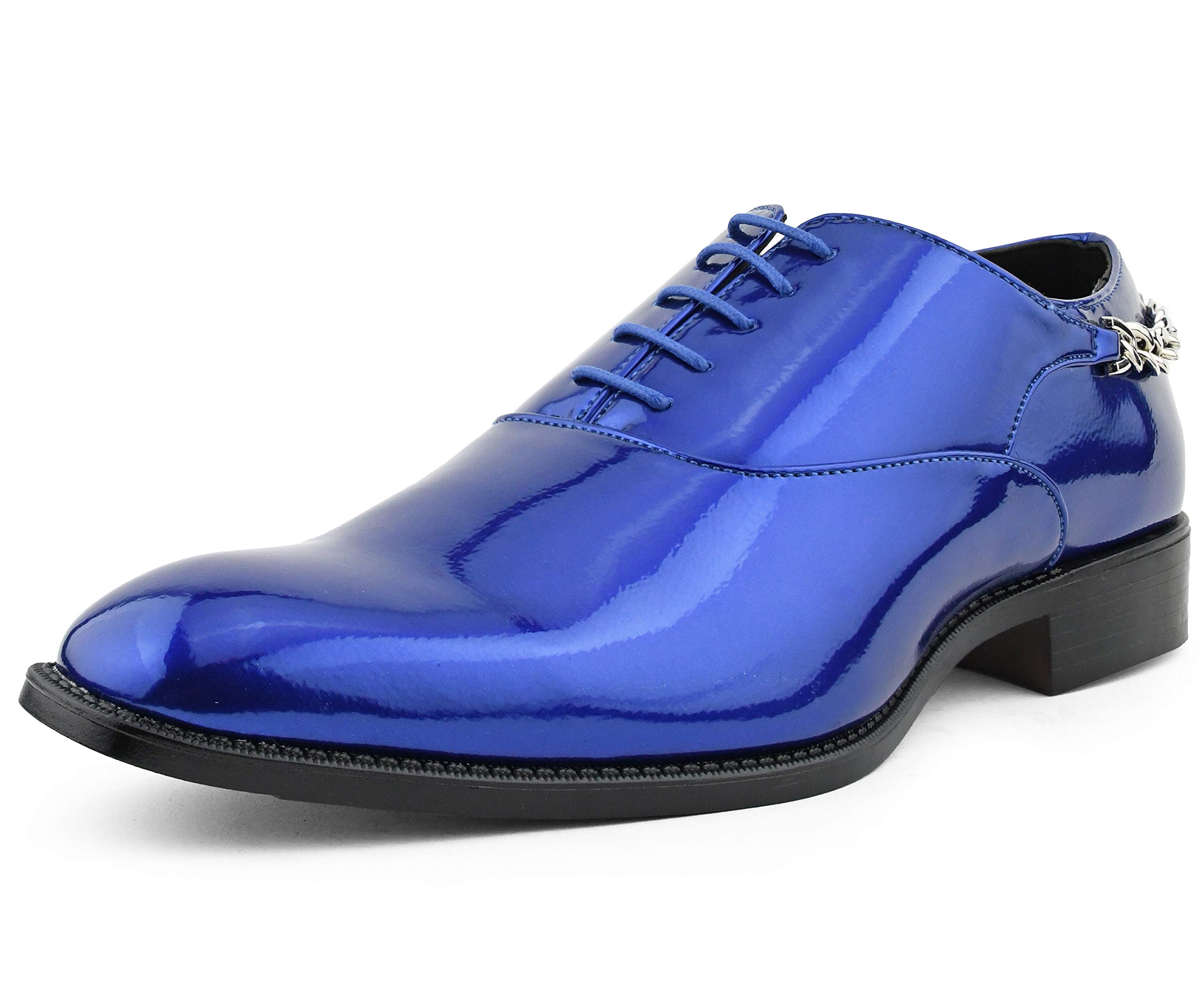 Bolano Men's Oxford Dress Shoes - Chainz Model with Cuban Heel and Lace-Up Closure