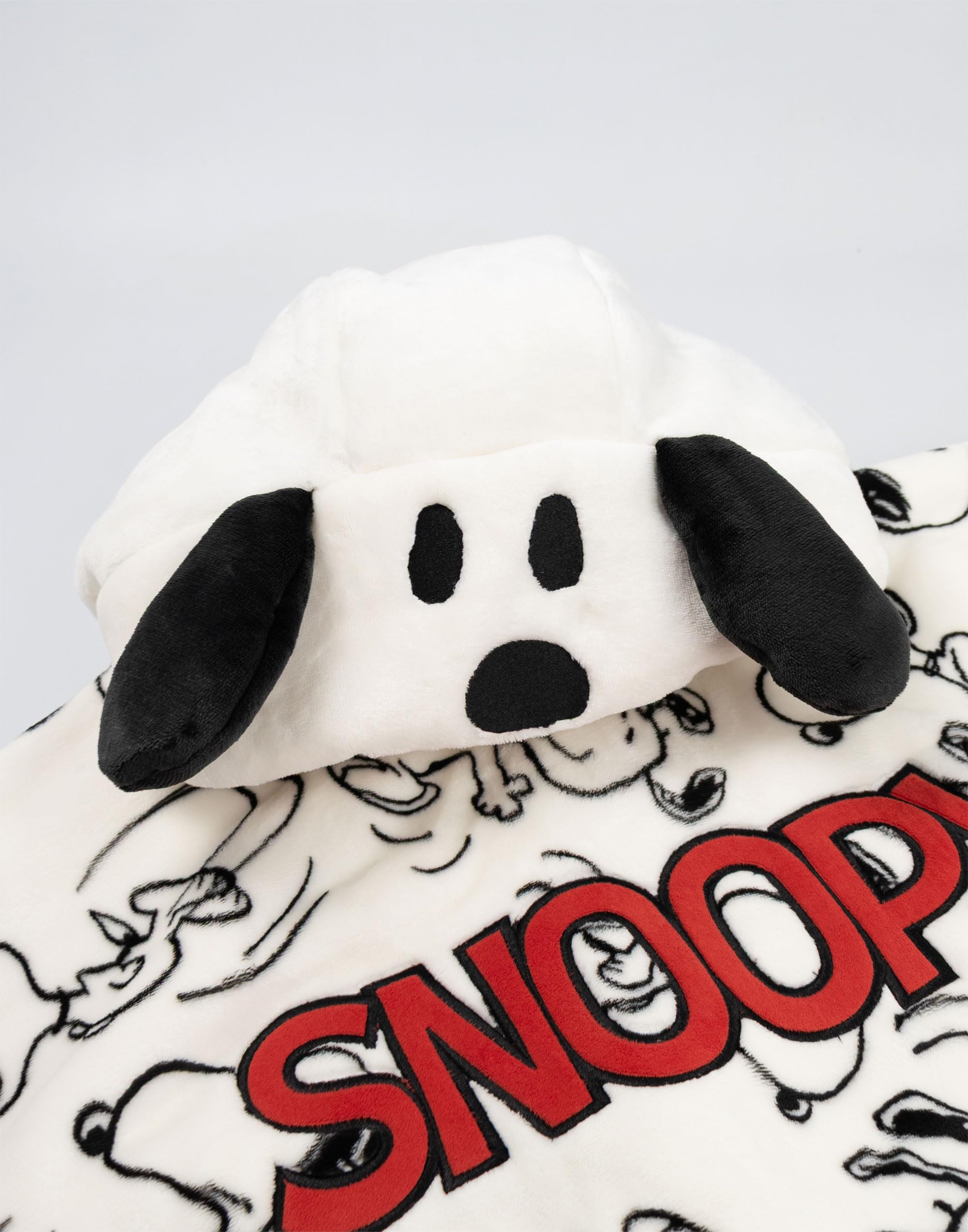 Peanuts Snoopy Damen Kapuzenpullover, kuscheliges Fleece mit 3D-Ohren, langärmelig, Loungewear mit Kapuze für Entspannung, Charakterdruck, bequeme Indoor-Trageware, Merch