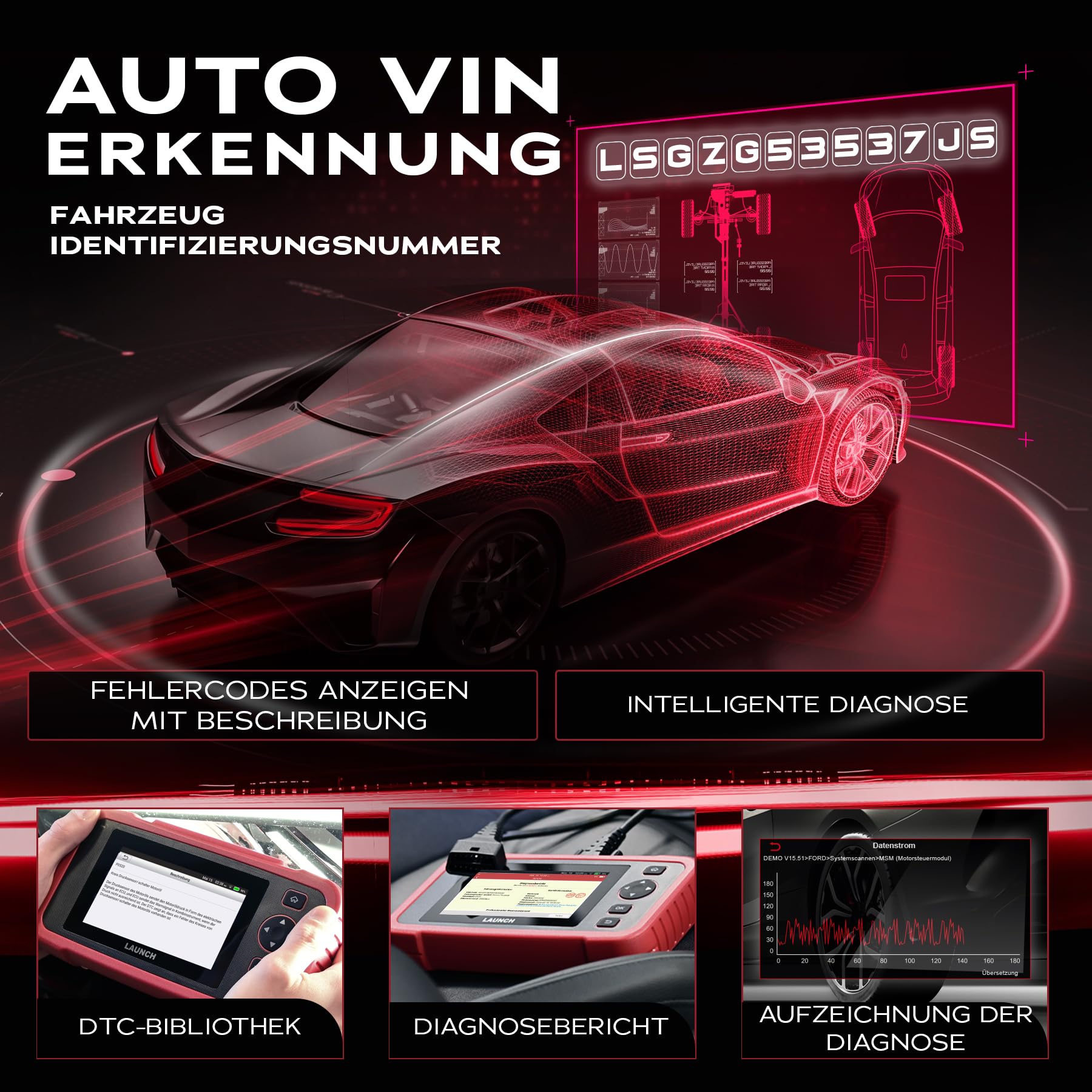 Launch CRP 129 EVO V3 OBD2 Diagnosegerät für PKW, 4-Systeme, 8 Services | Auto VIN, Live-Werte, Diagnoseberichte, CAN FD/DoIP, BST-360/i-TPMS Erweiterung, kostenlose Updates & Online-Feedback