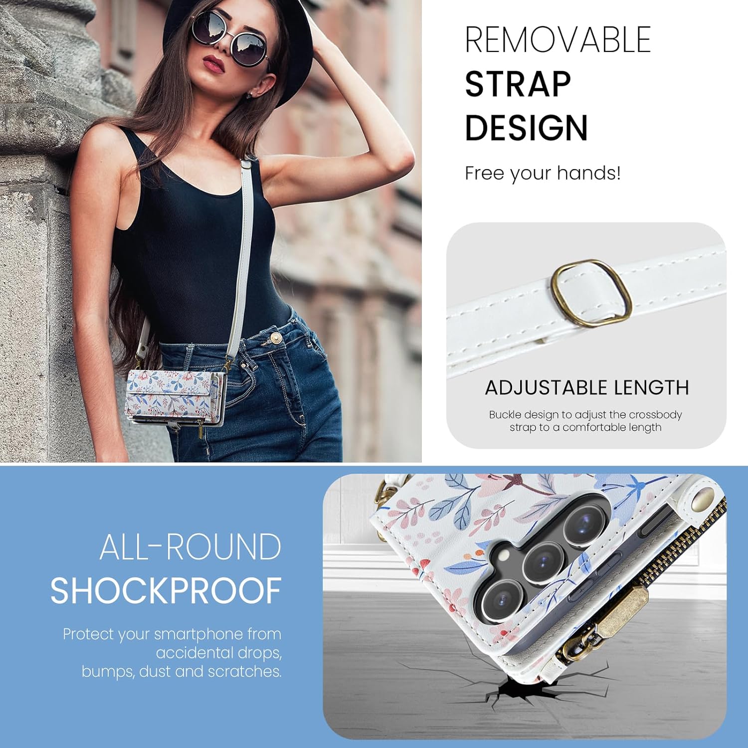 for Samsung Galaxy A16 Case Wallet with RFID Blocking Card Holder Colored Drawing PU Leather Magnetic Snap Flip Zipper Strap Wallet Phone Case Fit for Galaxy A16,Leaf