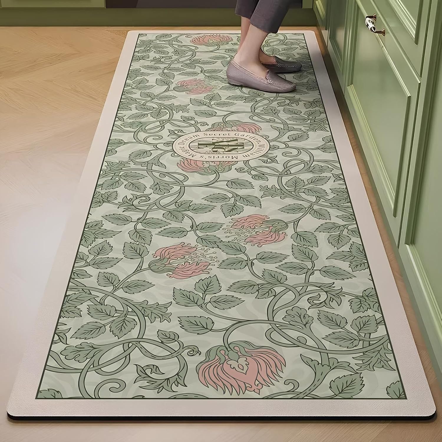 Non-Slip Kitchen Floor Mats 2 Piece Set | Water Absorbent Kitchen Floor Rug Oil Resistant Kitchen Runner Carpet Standing Comfort Runner Rug for Kitchen, Sink, Laundry, Home & Office