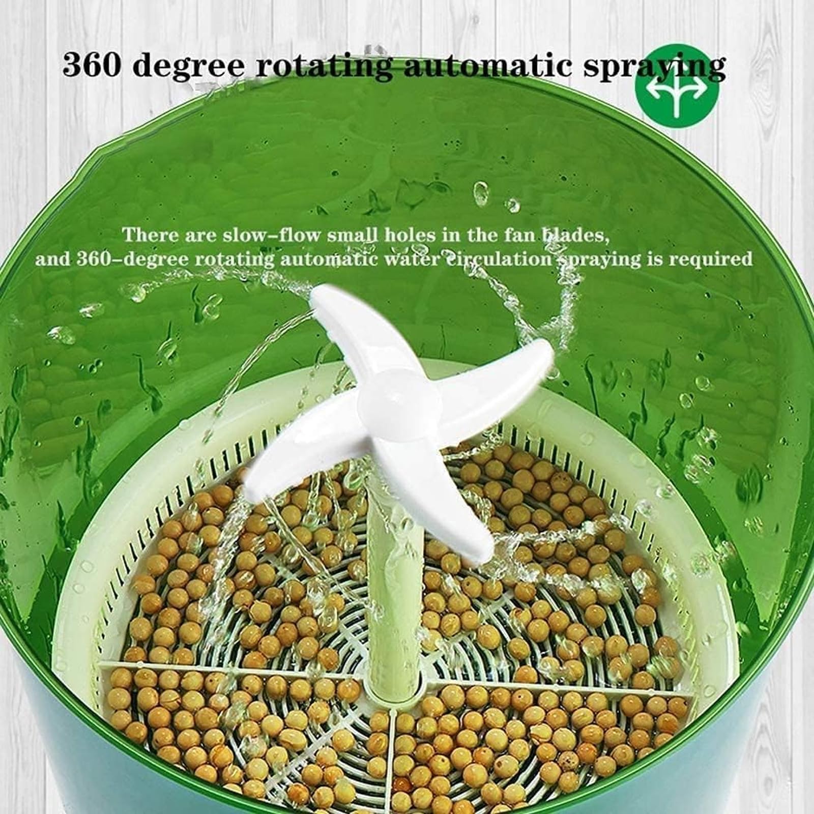 Machine automatique de germination de haricots avec pulvérisation à 360° - Kit de culture de grande capacité pour radis, luzerne, herbe de blé et plus encore - Contrôle intelligent de la température