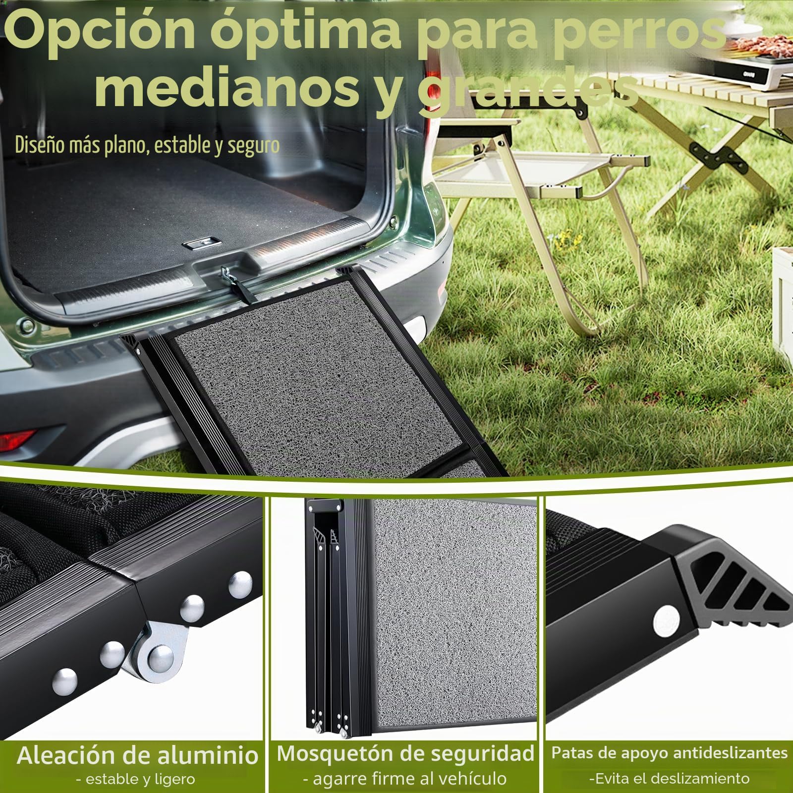 Gimars Rampa para Perros de 180 cm, Plegable y Portátil con Superficie Antideslizante, Ideal para Autos, Camiones y SUVs, para Perros Grandes y Medianos de hasta 110 kg