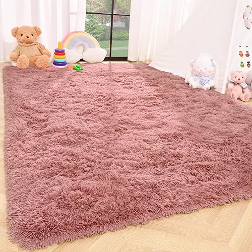 Miniatura 6 de ISEAU Alfombra de área mullida, lanuda y cómoda para interiores, dormitorio de niños y niñas, dormitorio de bebés, para piso al lado de la cama,