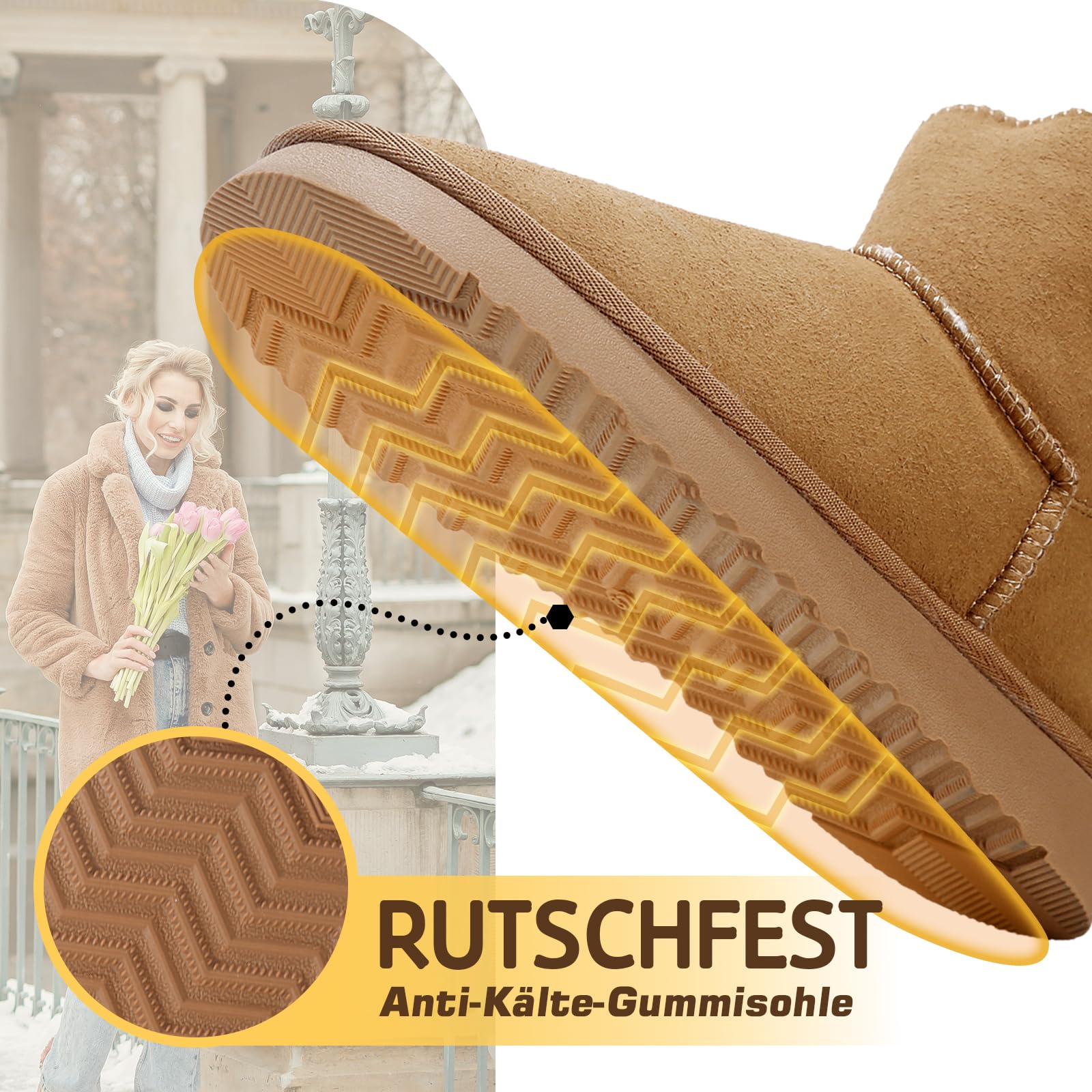 Jifenkla Stivali da Neve Donna Boots, Calde Foderata Scarpe da Invernali, Antiscivolo Stivali da Invernali, Comode Impermeabili Alti Scarpe da Neve