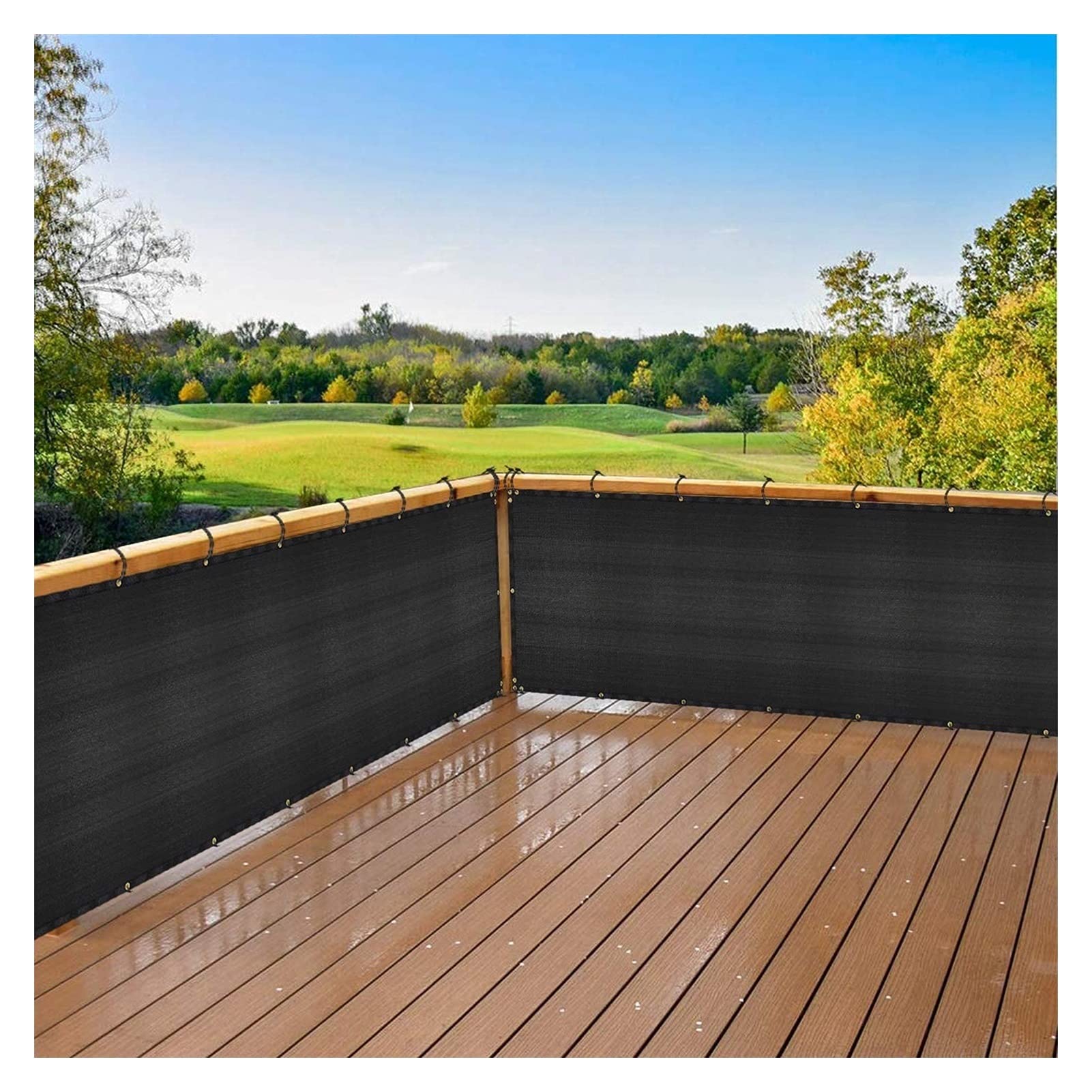na balkon, ogród, dziedziniec, ochrona przed promieniowaniem UV, odporny na rozdarcie materiał HDPE, idealny do ogrodzeń zewnętrznych, placów budowy, zawiera oczka i opaski kablowe, czarne, 1,2 x 2,5