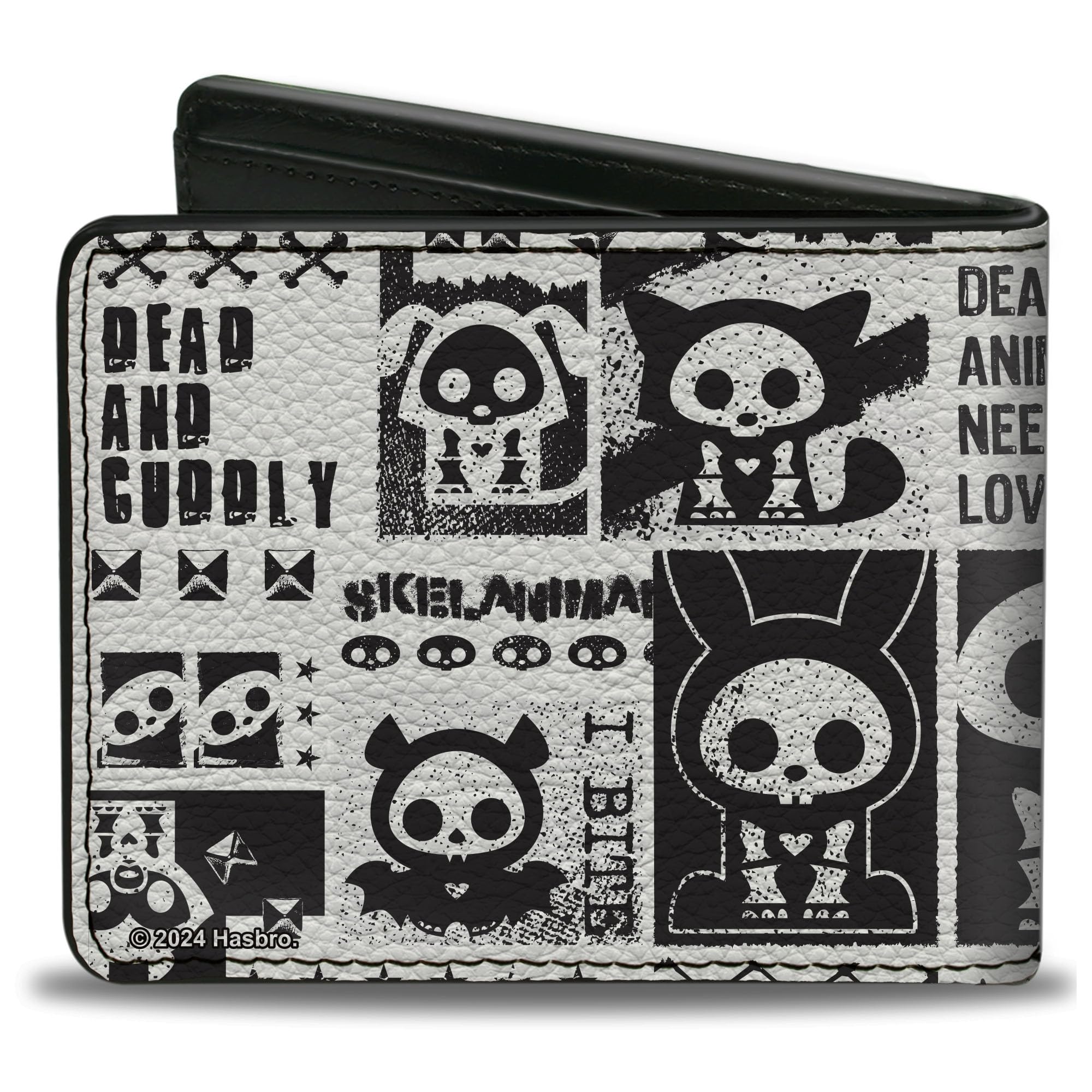 Skelanimals Wallet, Bifold, Skelanimals Dead Animals Quotes Collage and Logo White Black, Vegan Leather