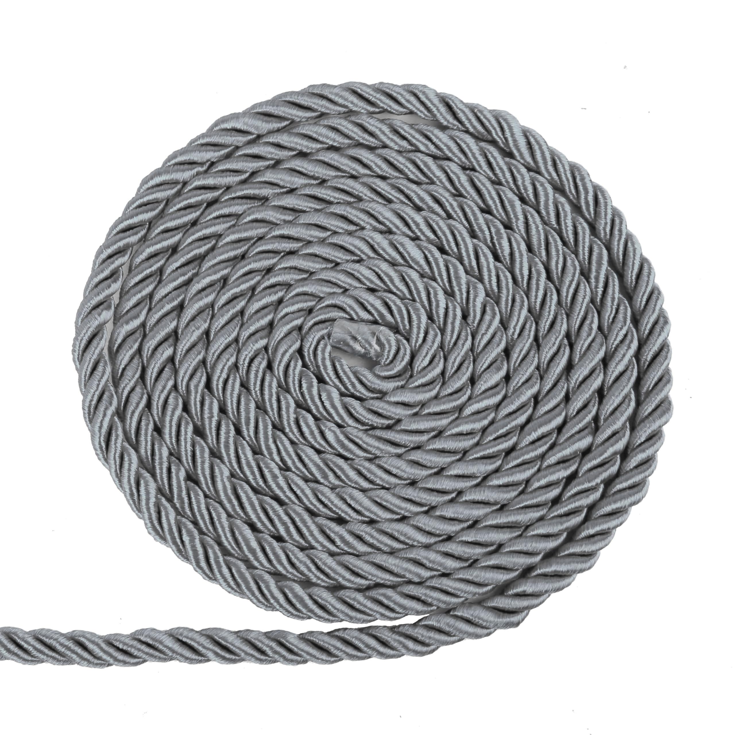 BEL AVENIR 6mm 16Yards Twisted Cord Rope Trim Craft Decorative Nylon Rope Handmade Cording for Sewing Crafts Upholstery Home Décor (Dark Silver) — image 1