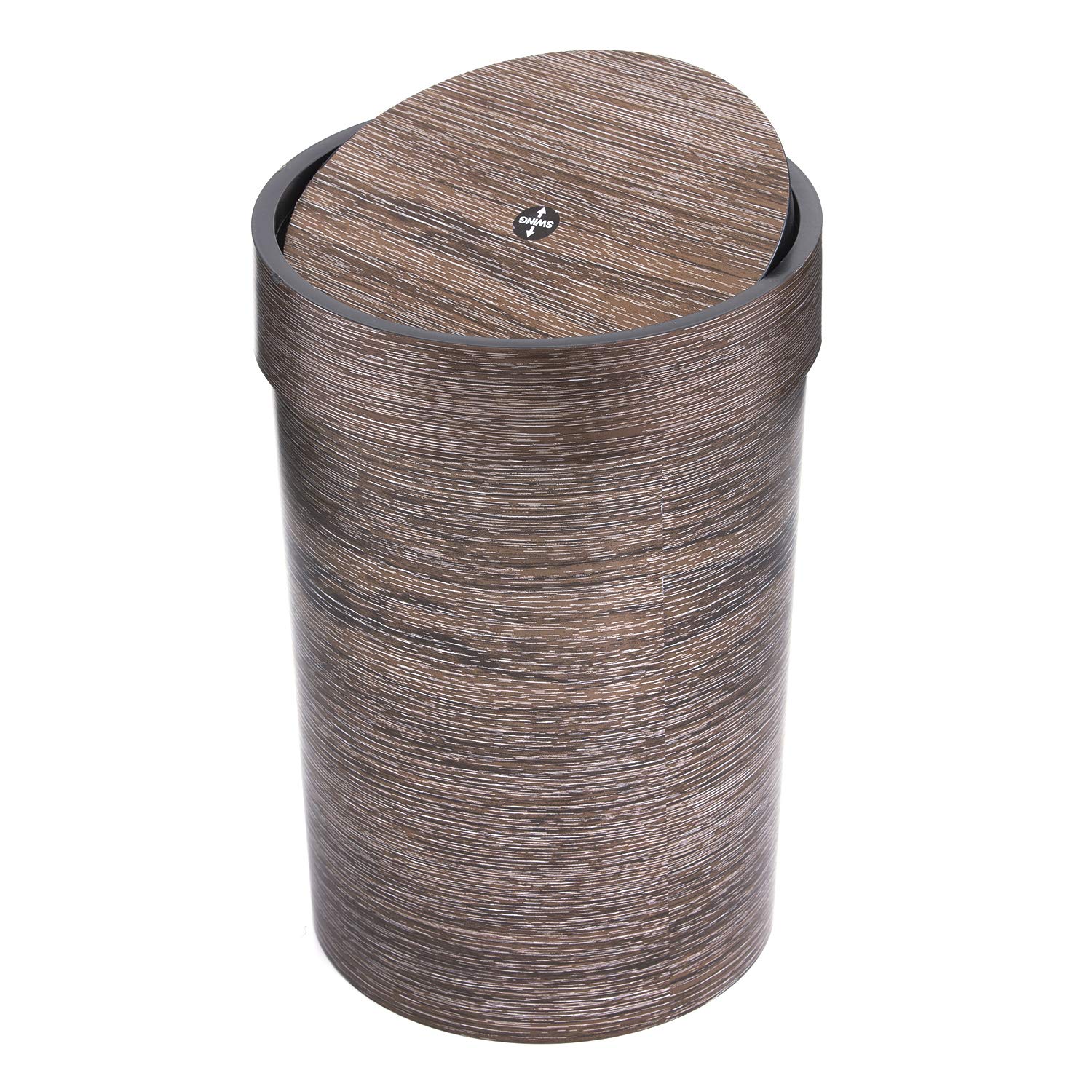 Royalford 8L Dust Bin – Swing top Lid, Durable Design, Unique Wood Finishing and Polymer Material – Trash Bin Perfect for Home or Office Use – Easy to Clean, Smooth Polishing Surface & Stylish Design