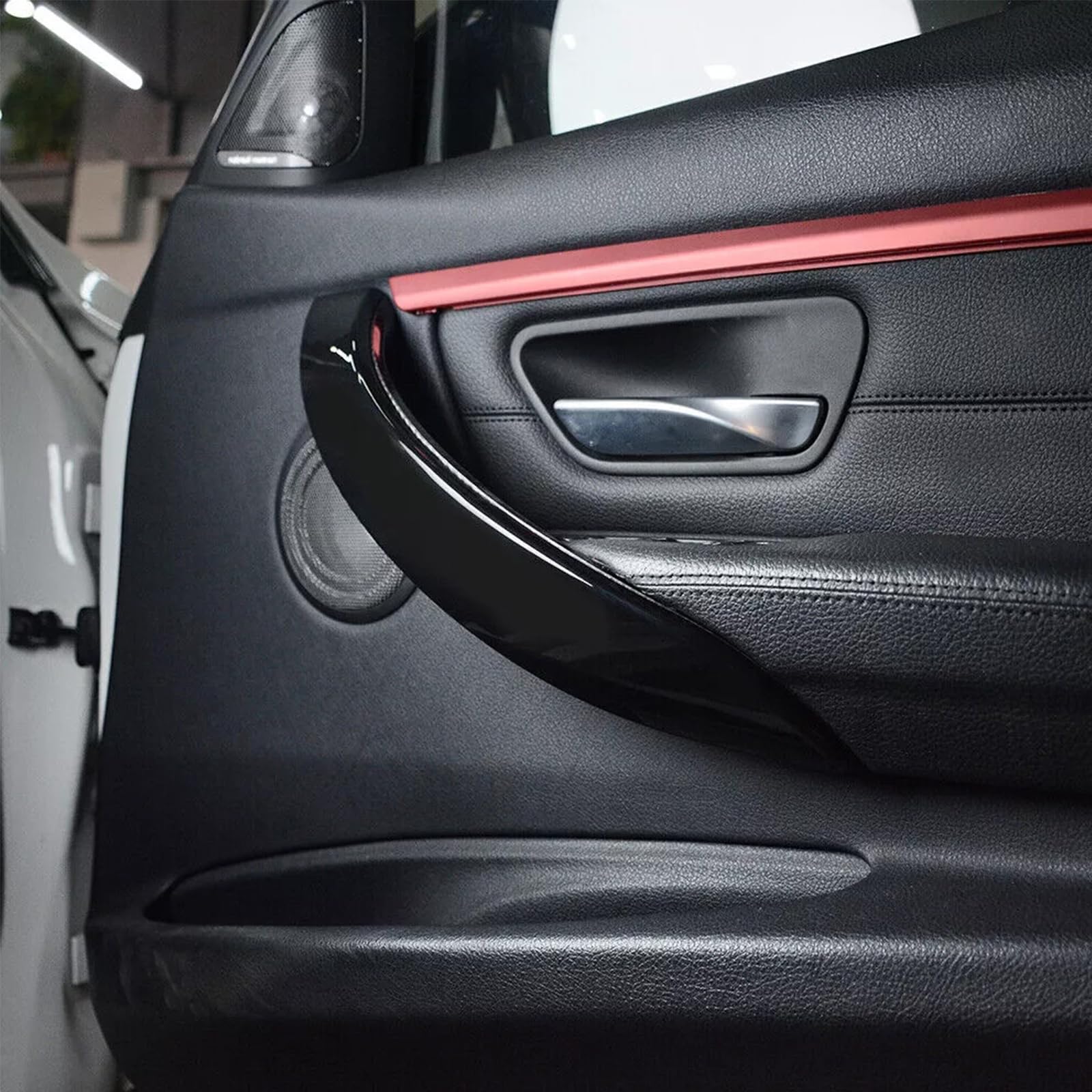 Rivestimento esterno per maniglia interna della portiera dell'auto, adatto per BMW F30 3GT F80 F31 F32 F36 12-19 (nero)