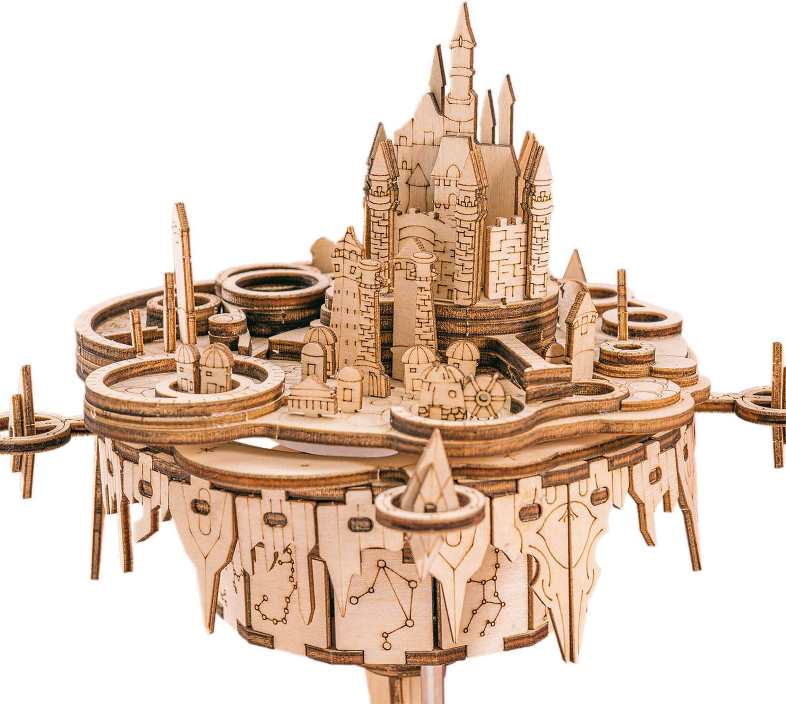 Music park Wooden Model Kits for Adults Both Kids 3D Puzzles Music Box Craft Kits Tune 《You are My Sunshine》DIY Building Castle Birthday Gift for Girls or Woman, Age 14+