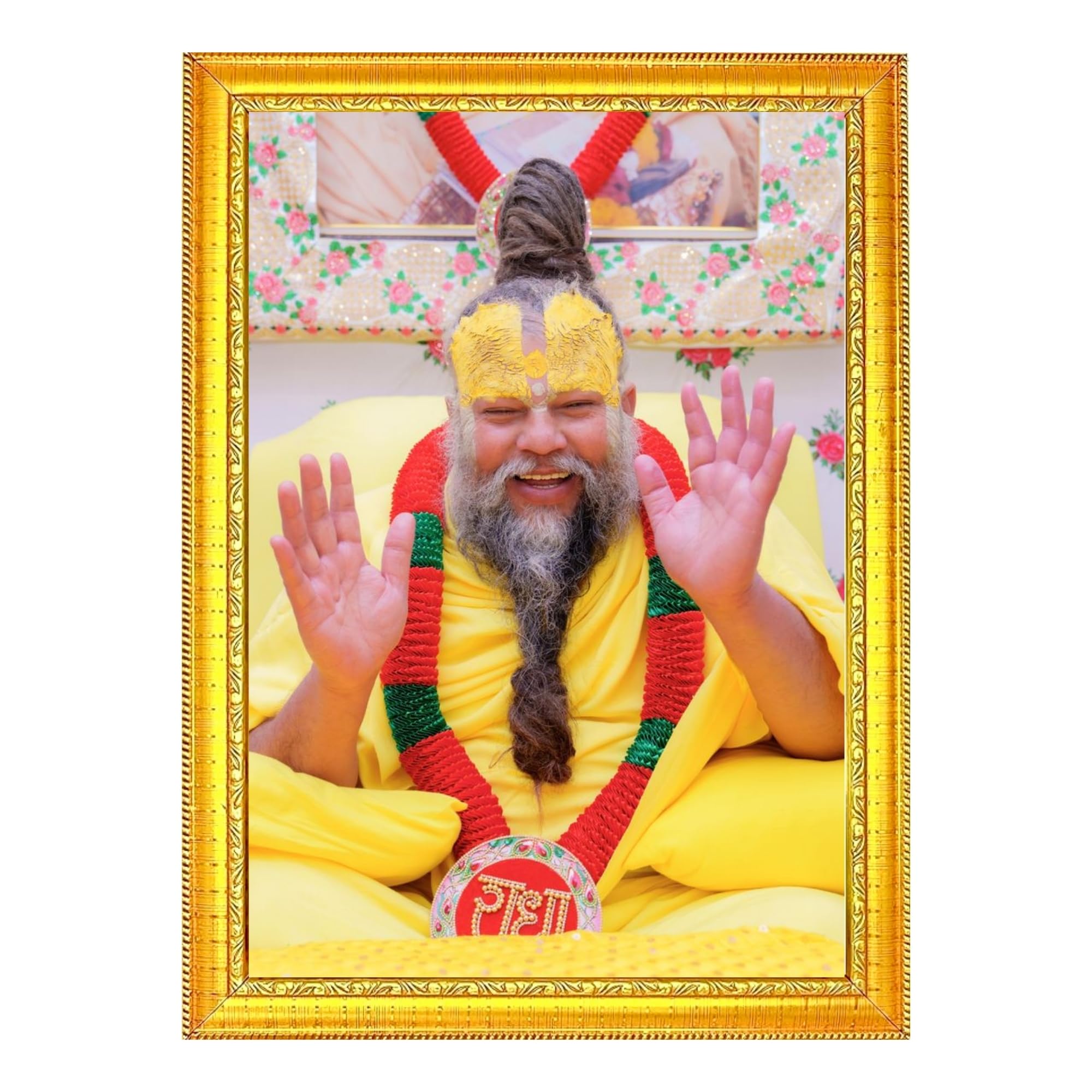 Glowitt Premanand Ji Maharaj Photo Frame | Golden Religious Frame for Mandir, Home & Office Decor | Spiritual Wall Frame | 8x12 Inch (Design 1, A4, Golden)-image-46