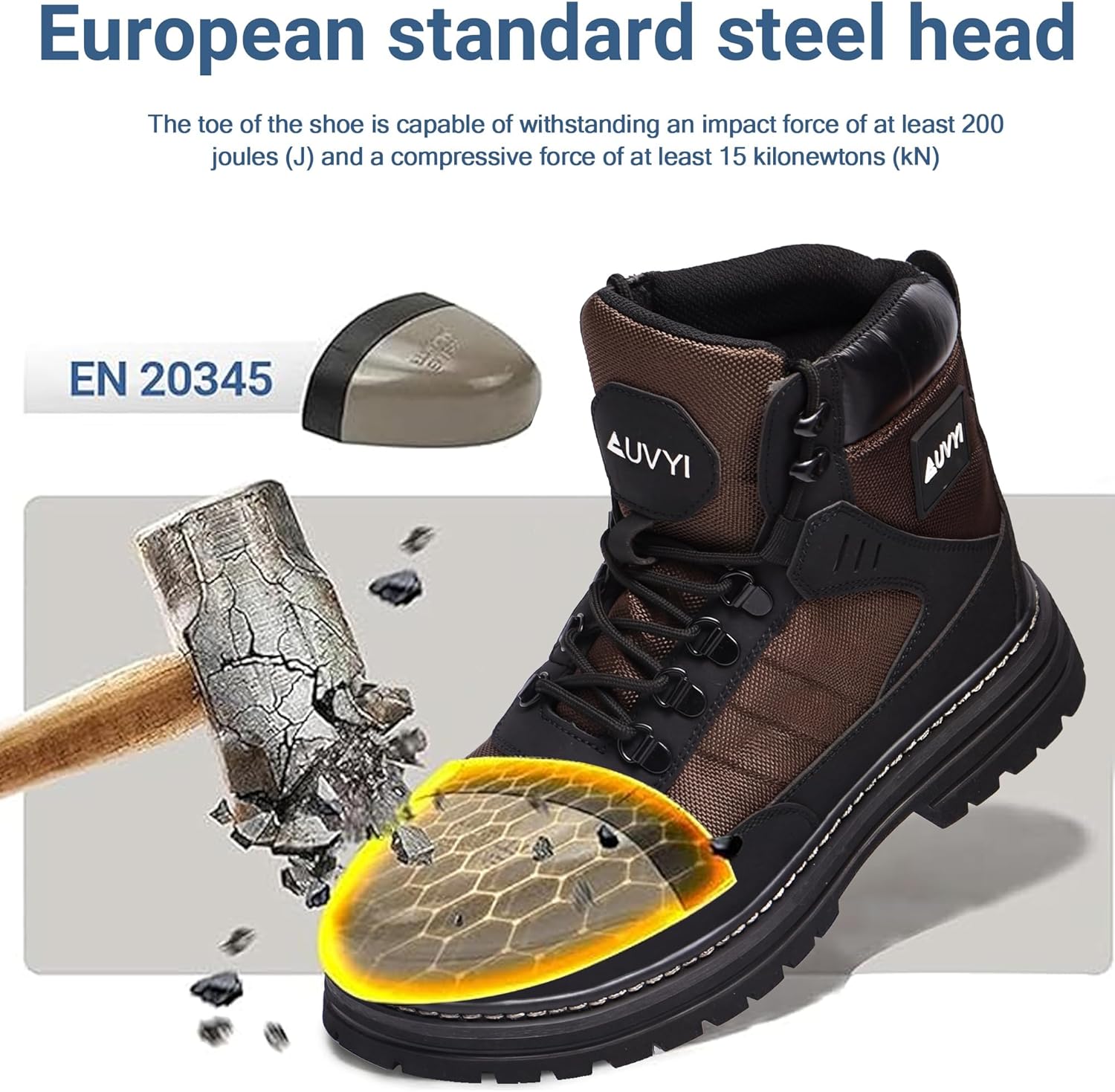 Steel Toe Work Boots for Men – Wide Toe Durable Safety Shoes with Slip-Resistant Sole Botas de Trabajo Seguridad para Hombre - Image 6