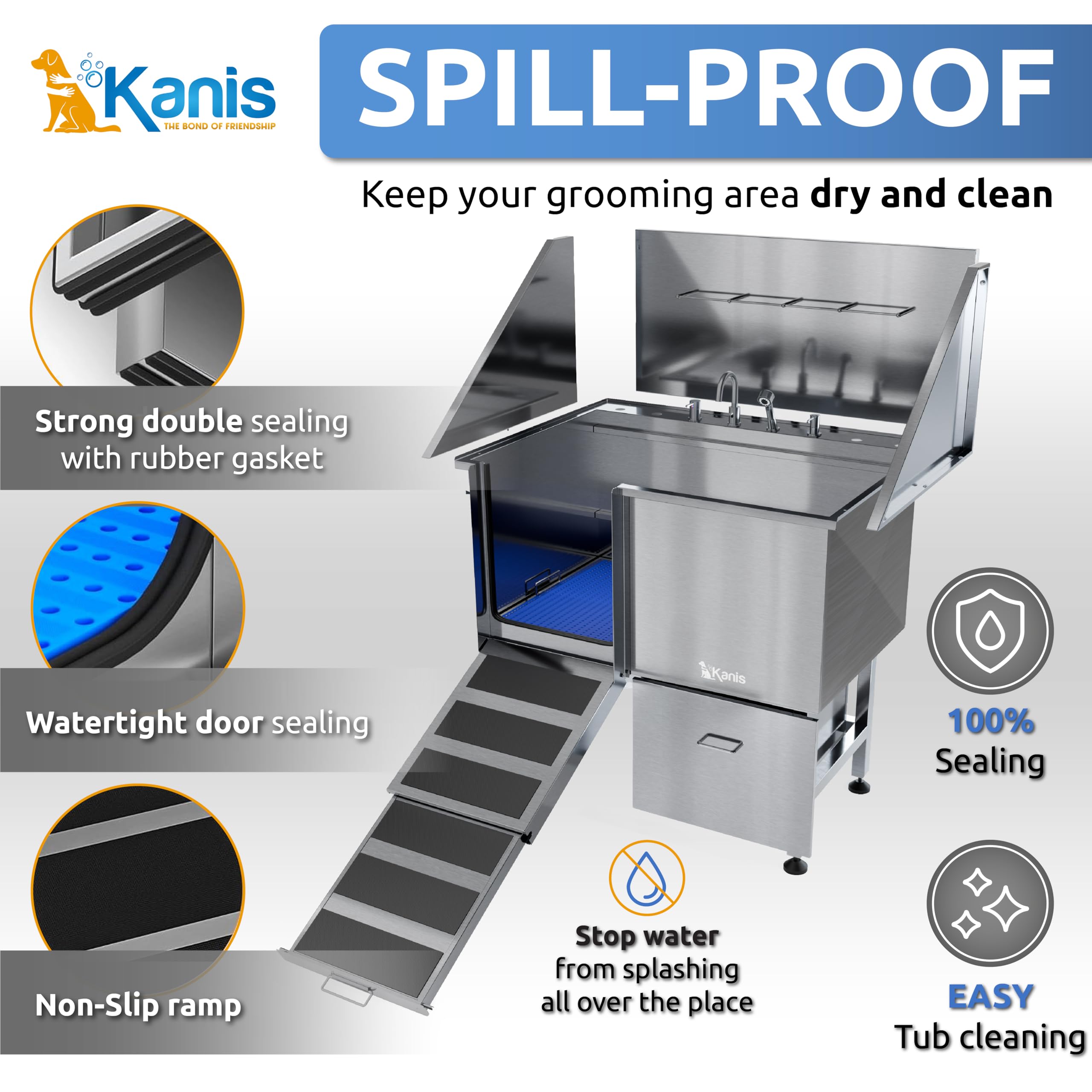 Kanis Professional Dog Washing Station 304 Stainless Steel Pet