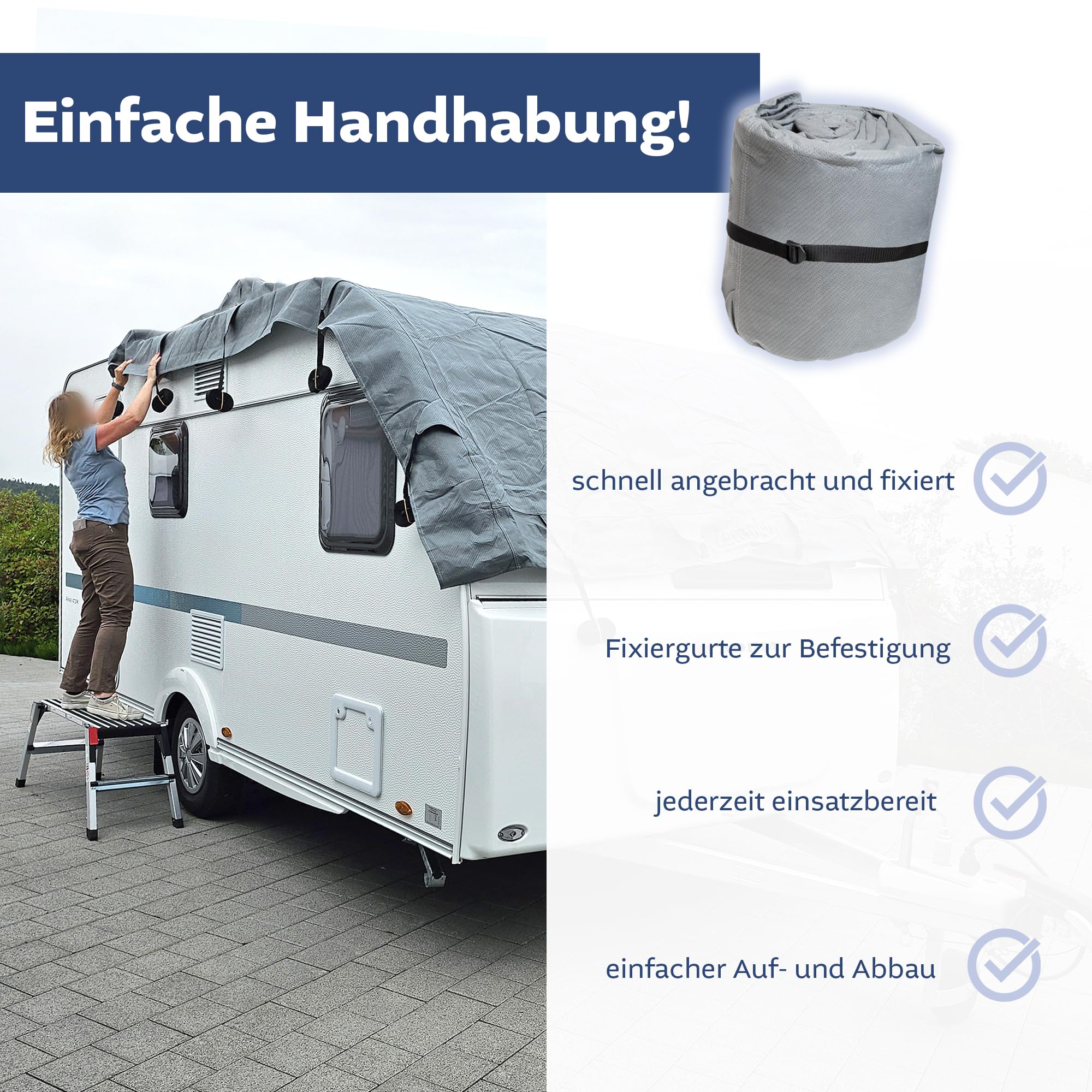 Telo Copri Camper 600x300cm - Impermeabile, Antipolvere, UV Resistente, Con Ganci E Borsa - Foto 6