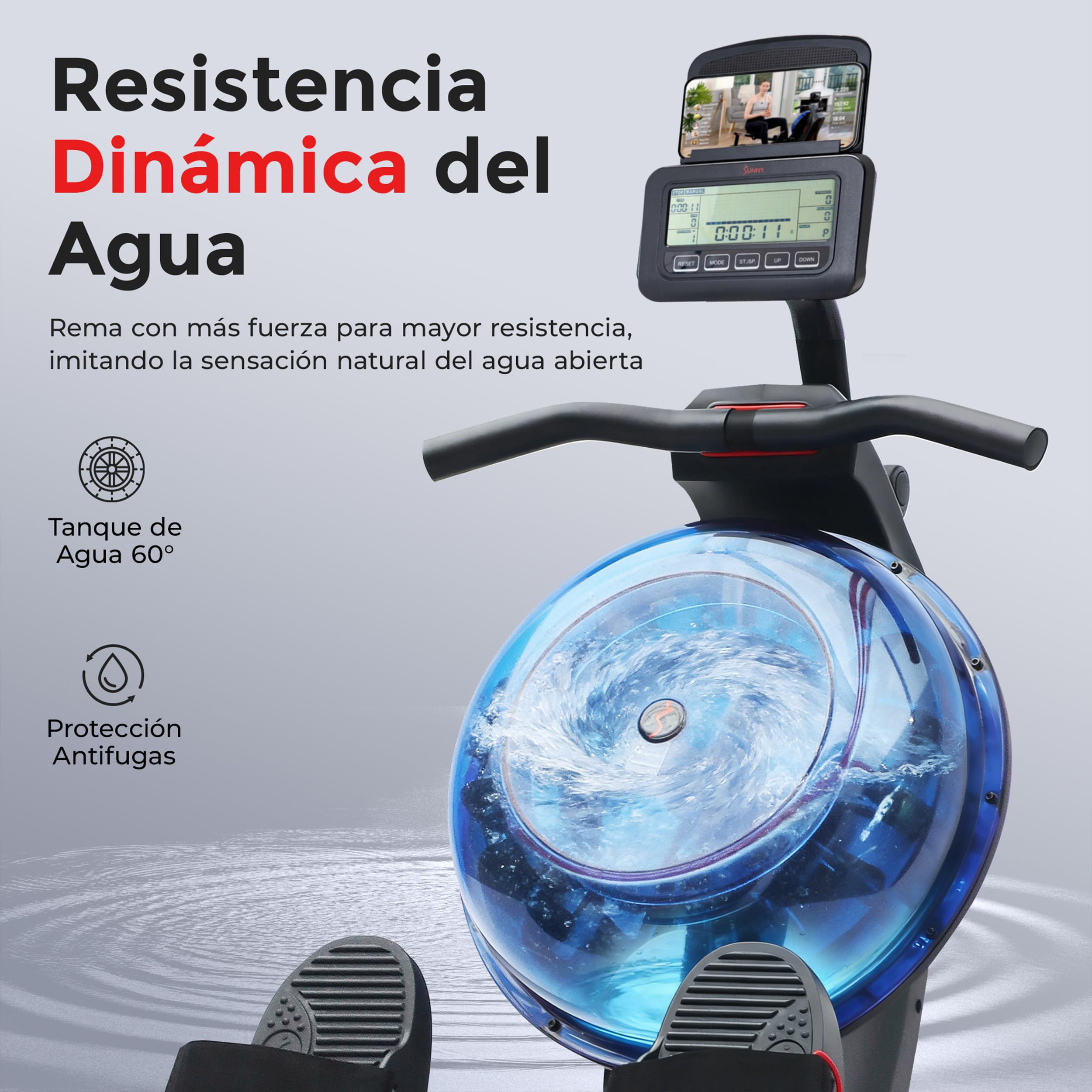 Sunny Health & Fitness Máquinas de Remo - Máquina de Remo de Doble Resistencia Unisex Adulto