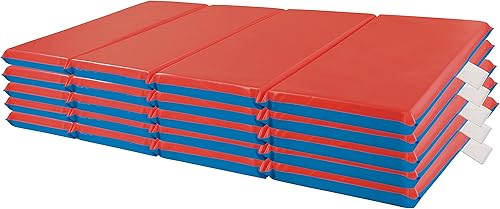 ECR4Kids plegable Premium guardería gruesa alfombra de descanso, azul y rojo (paquete de 5), AzulRojo, 5