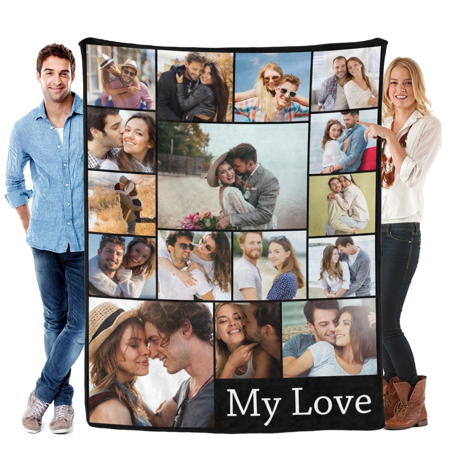 Gift Blanket for Her, Custom Blanket Photo Personalized Flannel Throw Blanket Gift Christmas Birthday Valentines Gifts for Boyfriend Girlfriend