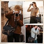 Canvas Sac à caméra DSLR/SLR/Mirrorless Sacs à Sling Camera Cross-Body Case, Sac à épaule compacte pour les photographes avec housse de pluie Sacs pour hommes et femmes, Noir