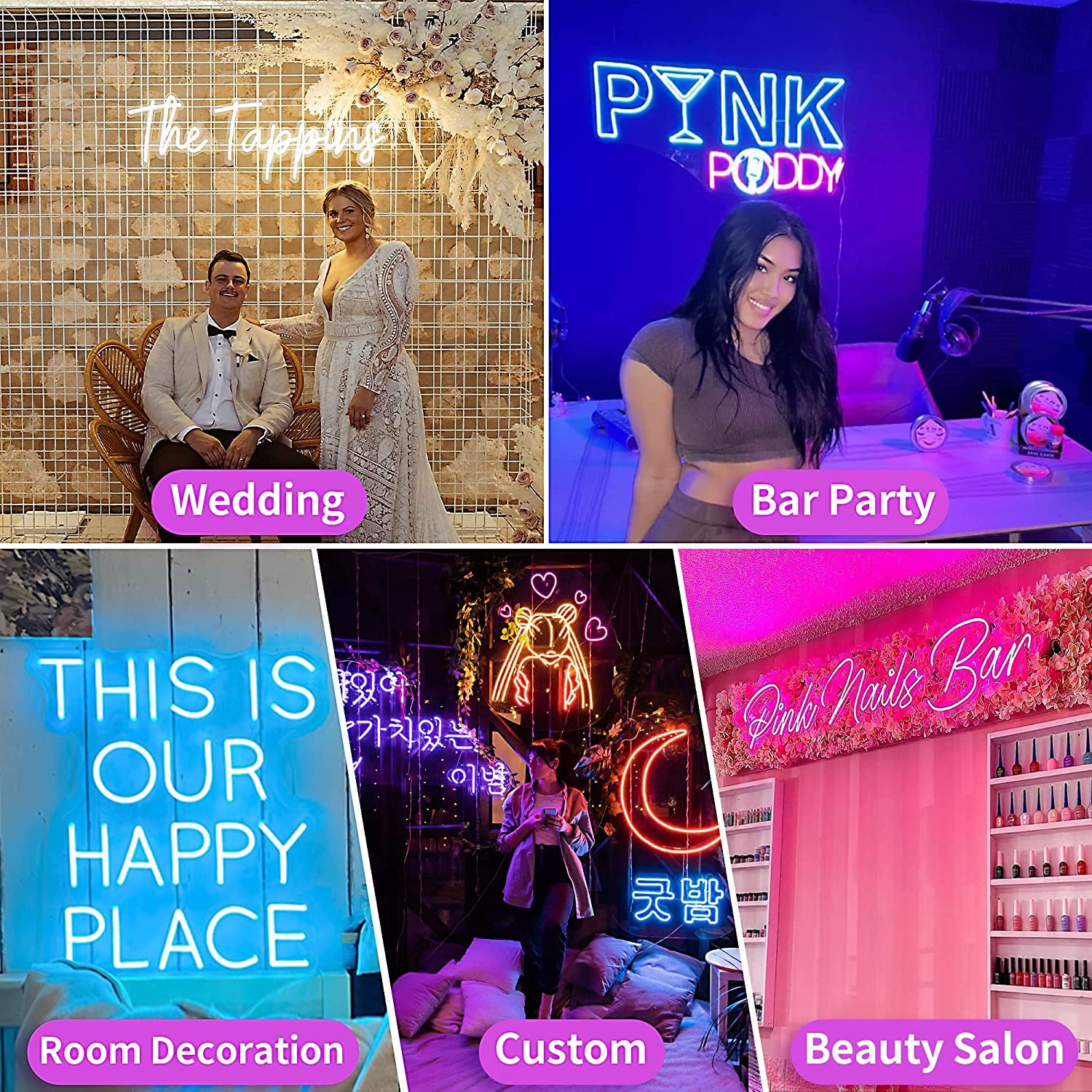 Enseignes Lumineuses Neon Personnalisable, Néon Led Personnalisé Pour Décoration de Fête Mariage Chambre Anniversaire Fête Salle de Jeu Bar Lumière Mural