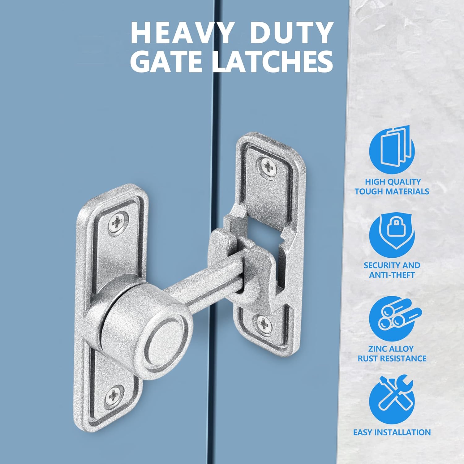 Sliding Barn Door Lock Latch Hardware, 90/180 Degree Dual Barn gate Latches Slide Lock,Home Security Door Locks for Bathroom, Garage, Bedroom, Cabinet, Barn (Silver)