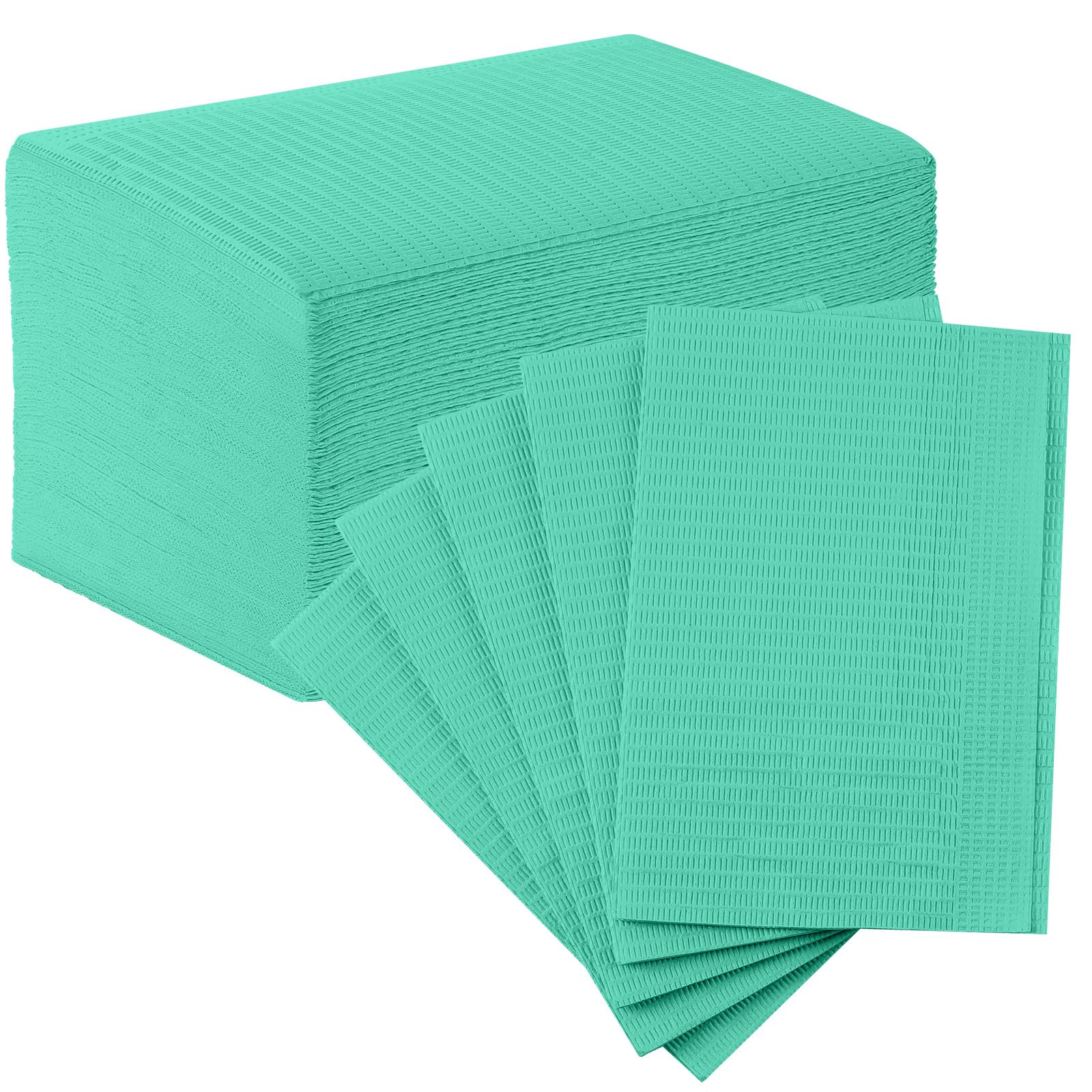 JMU Dental Bibs 50 Pieces, 2-Ply Tissue 1-Ply Film, 13" x 18", Disposable, Teal Green