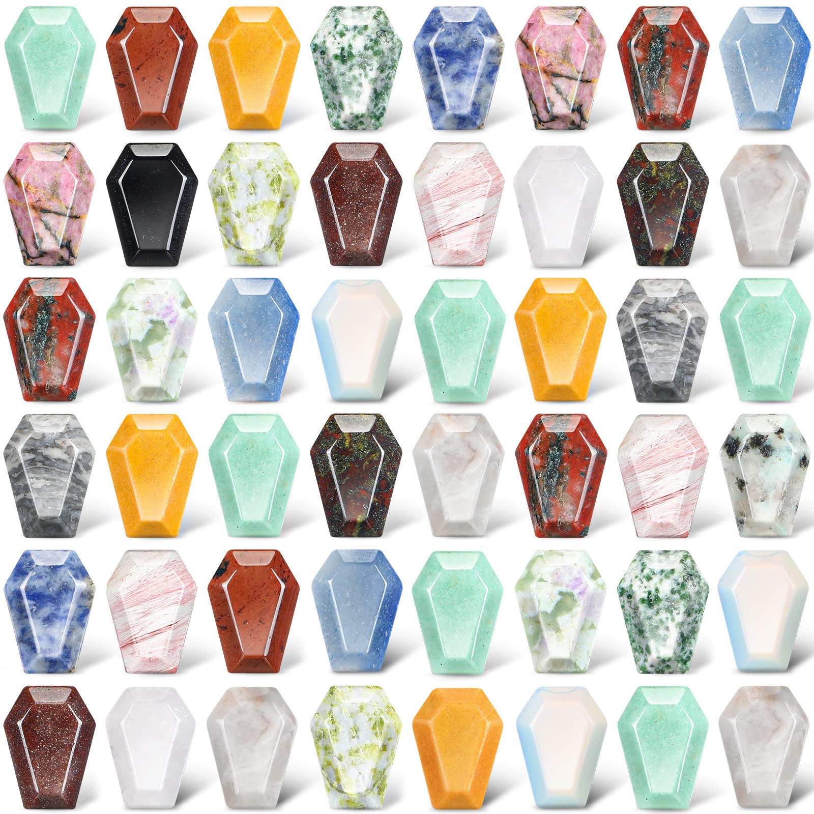 Amazon.com: Nuenen 50 Pieces Coffin Crystals Worry Stones Bulk 0.8