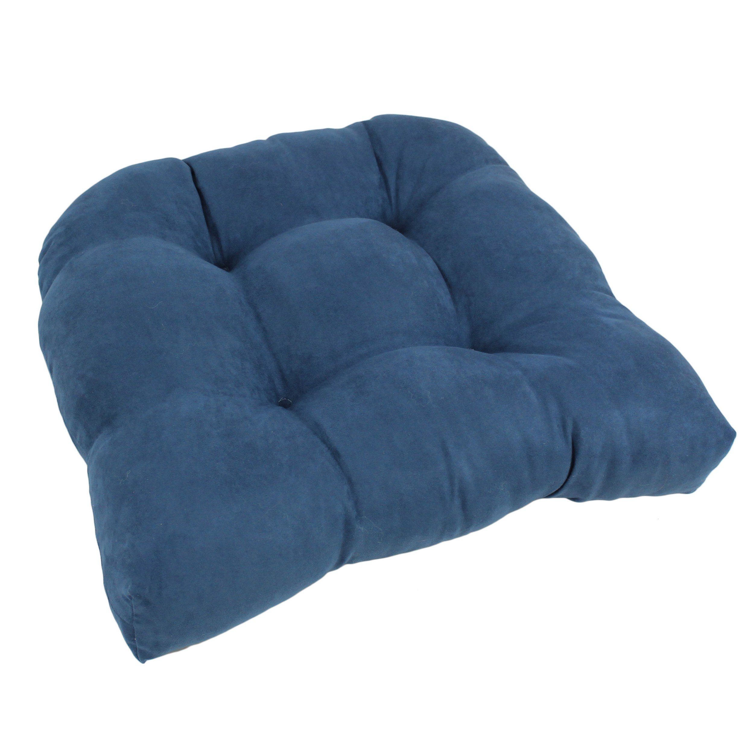 Microsuede Rounded Back Chair Cushion, 19" x 19", Indigo