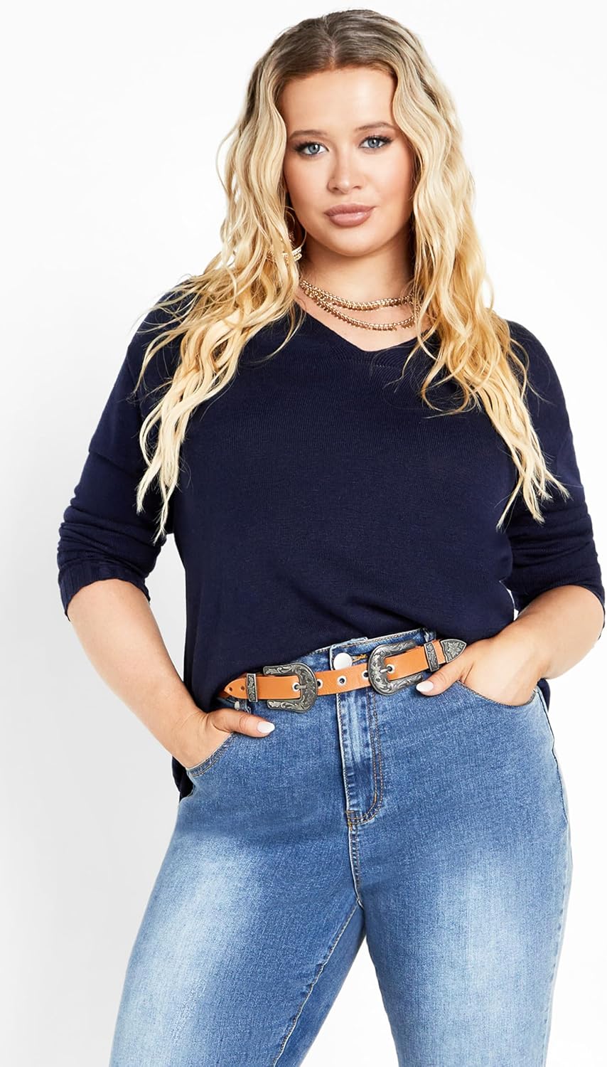 AVENUE Women's Plus Size Clare V Neck Sweater - Image 2