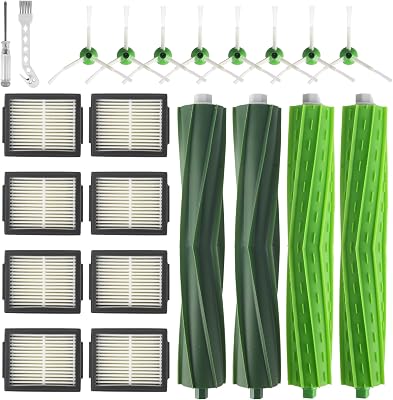 22 Pezzi ricambio per iRobot Roomba serie i/e/j i7/i7+/i3/i3+/i4/i4+/i6/i6+/i8/i8+/j7/j7+/E5/E6/E7, 4 spazzole principali, 8 filtri HEPA, 8 spazzole laterali, 1 spazzola per la pulizia, 1 cacciavite