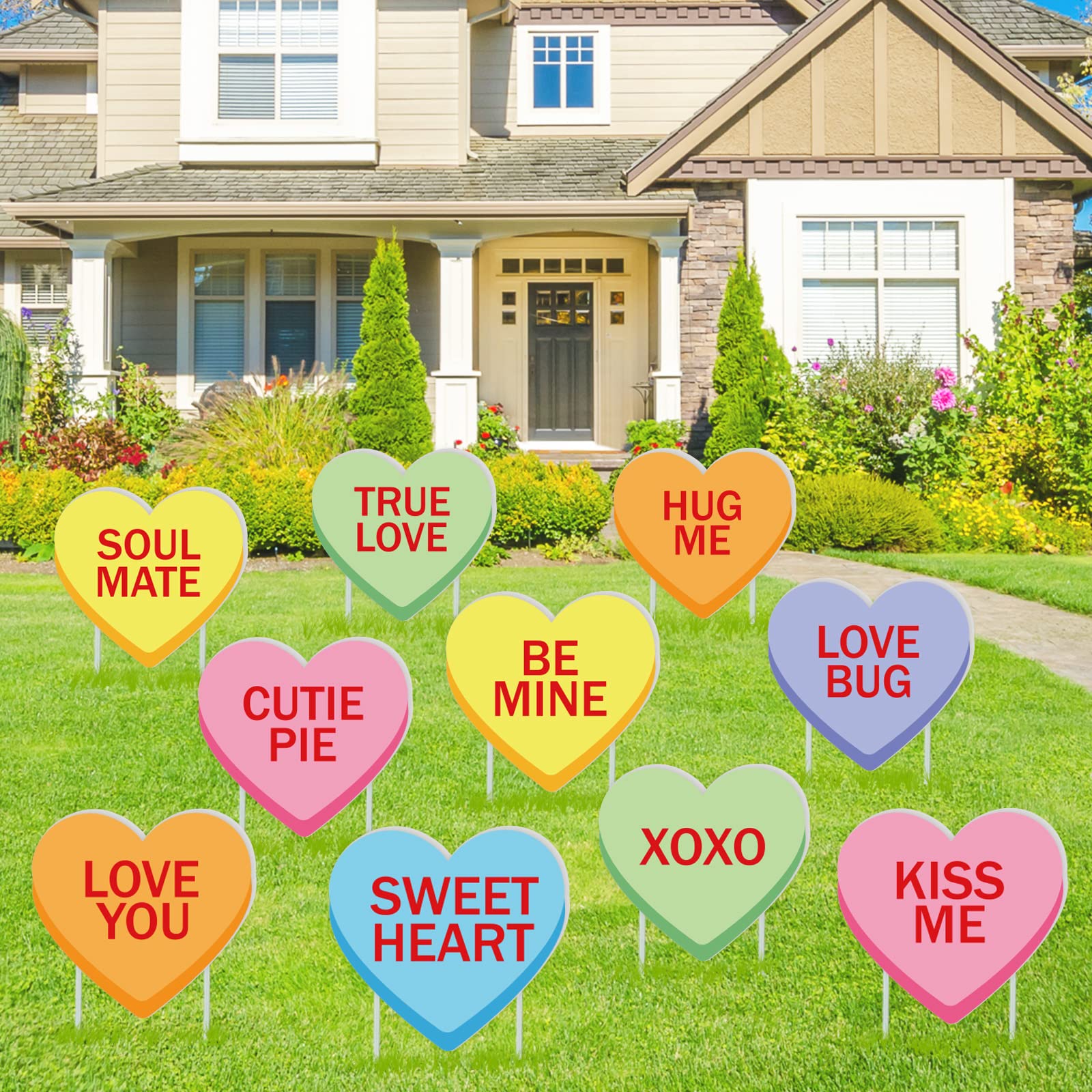 Panneaux de Saint-Valentin pour pelouse Whaline : kit de décoration extérieure avec piquets de cour