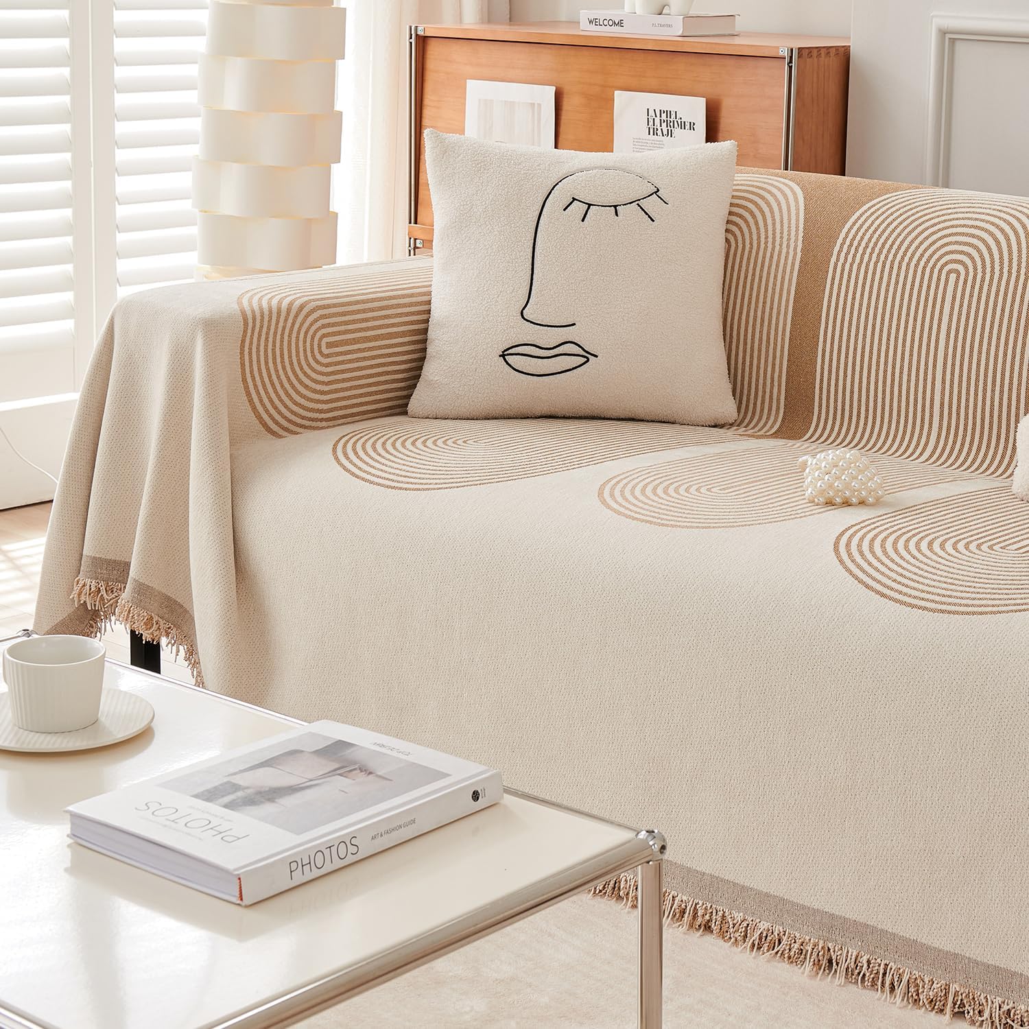 HOKIPO Chenille Sofa Cover - 3 Seater Throw -6