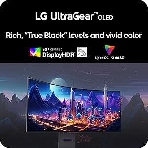LG 34GS95QE 34-inch Ultragear OLED Curved Gaming Monitor WQHD 1440p 800R 240Hz 0.03ms AMD FreeSync Premium Pro NVIDIA G-Sync HDMI 2.1 DisplayPort Tilt/Height/Swivel Stand Black
